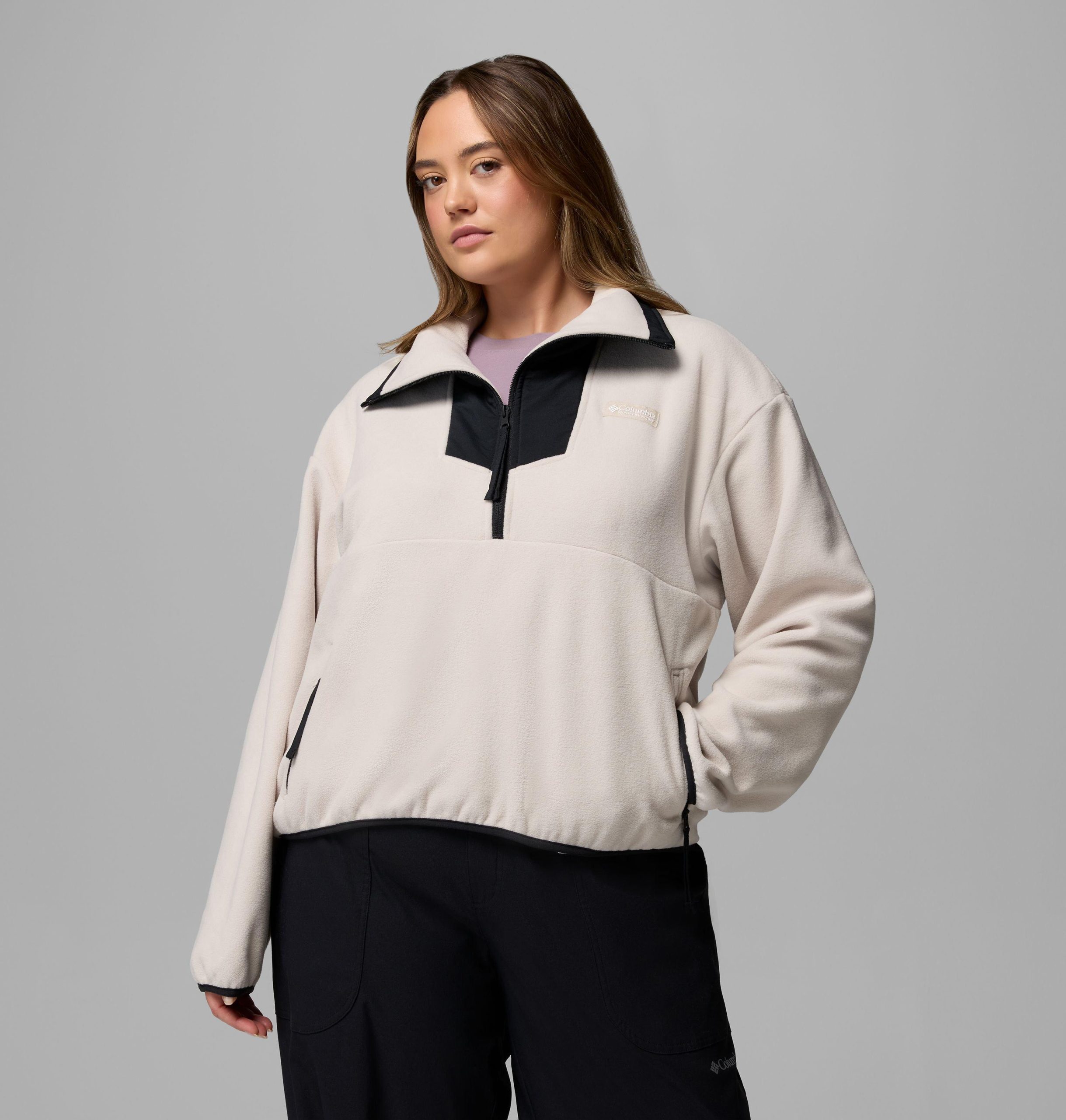 dame sequoia grove fleece med halv glidelås – plus size