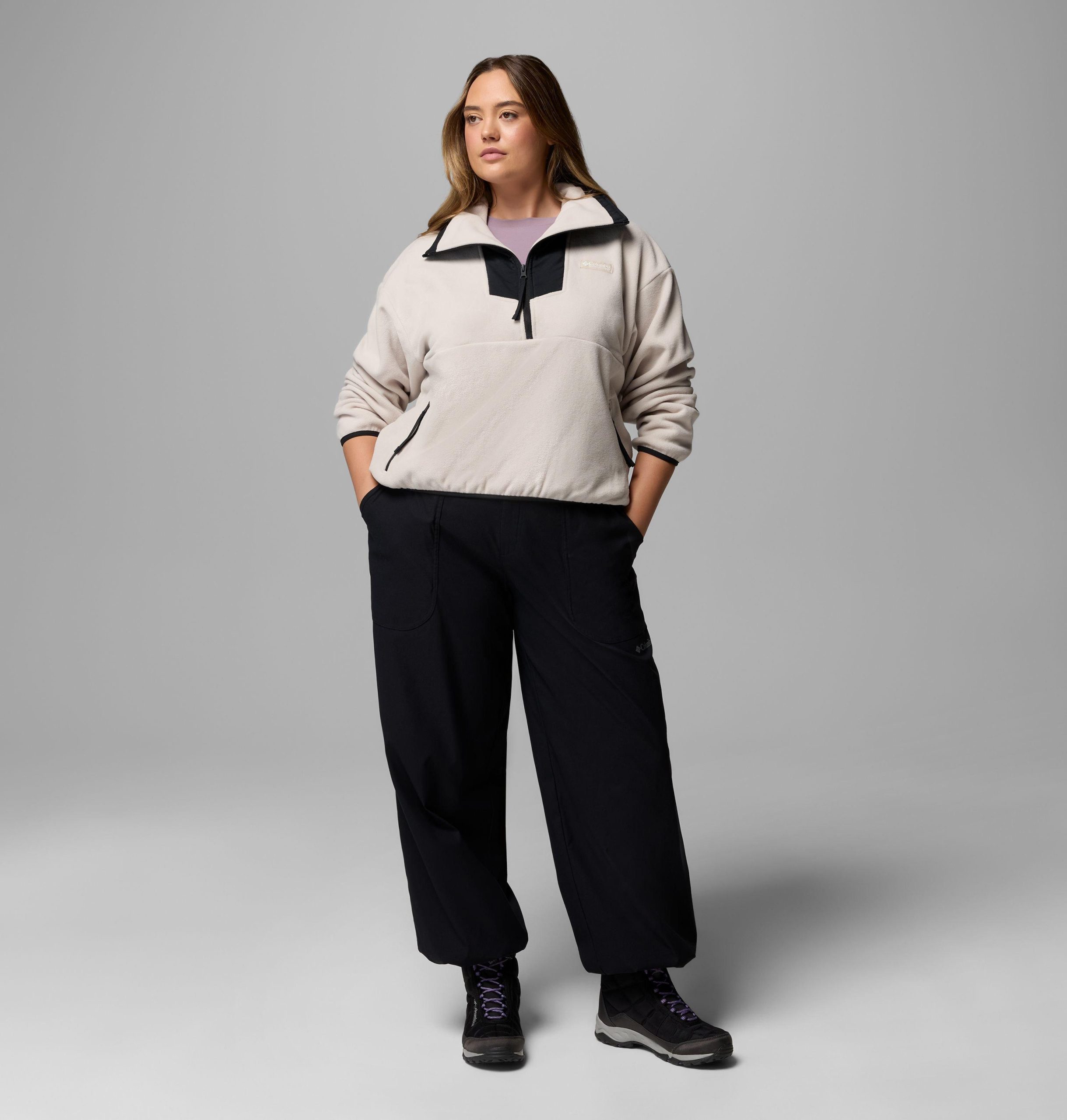 dame sequoia grove fleece med halv glidelås – plus size