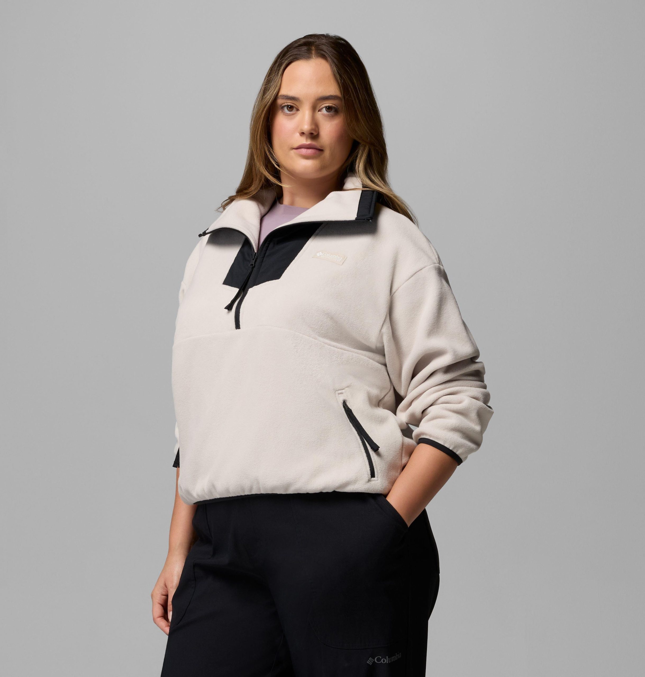 dame sequoia grove fleece med halv glidelås – plus size