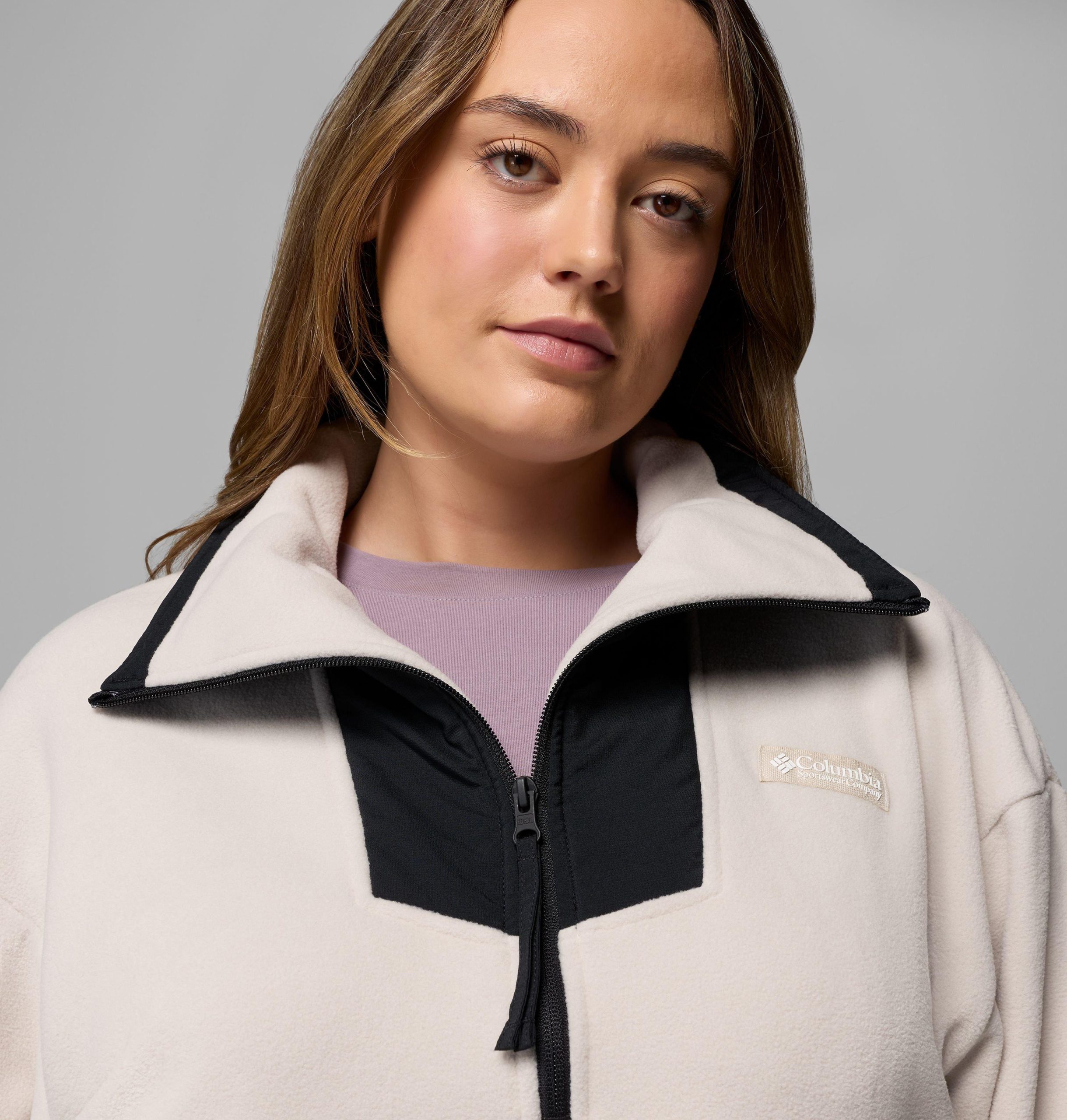 dame sequoia grove fleece med halv glidelås – plus size