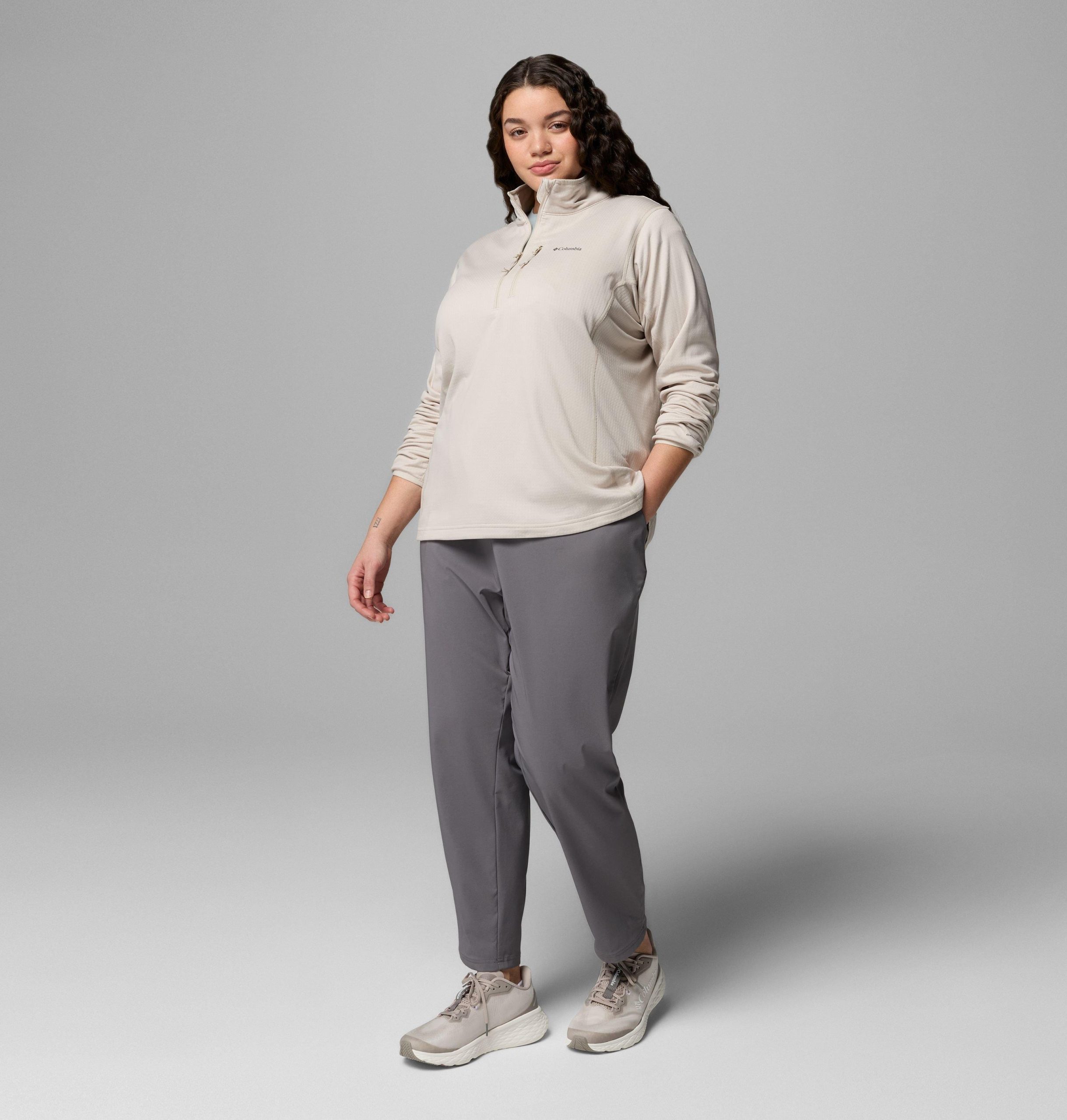 essential hike grid fleece half zip jakke til dame – plus size