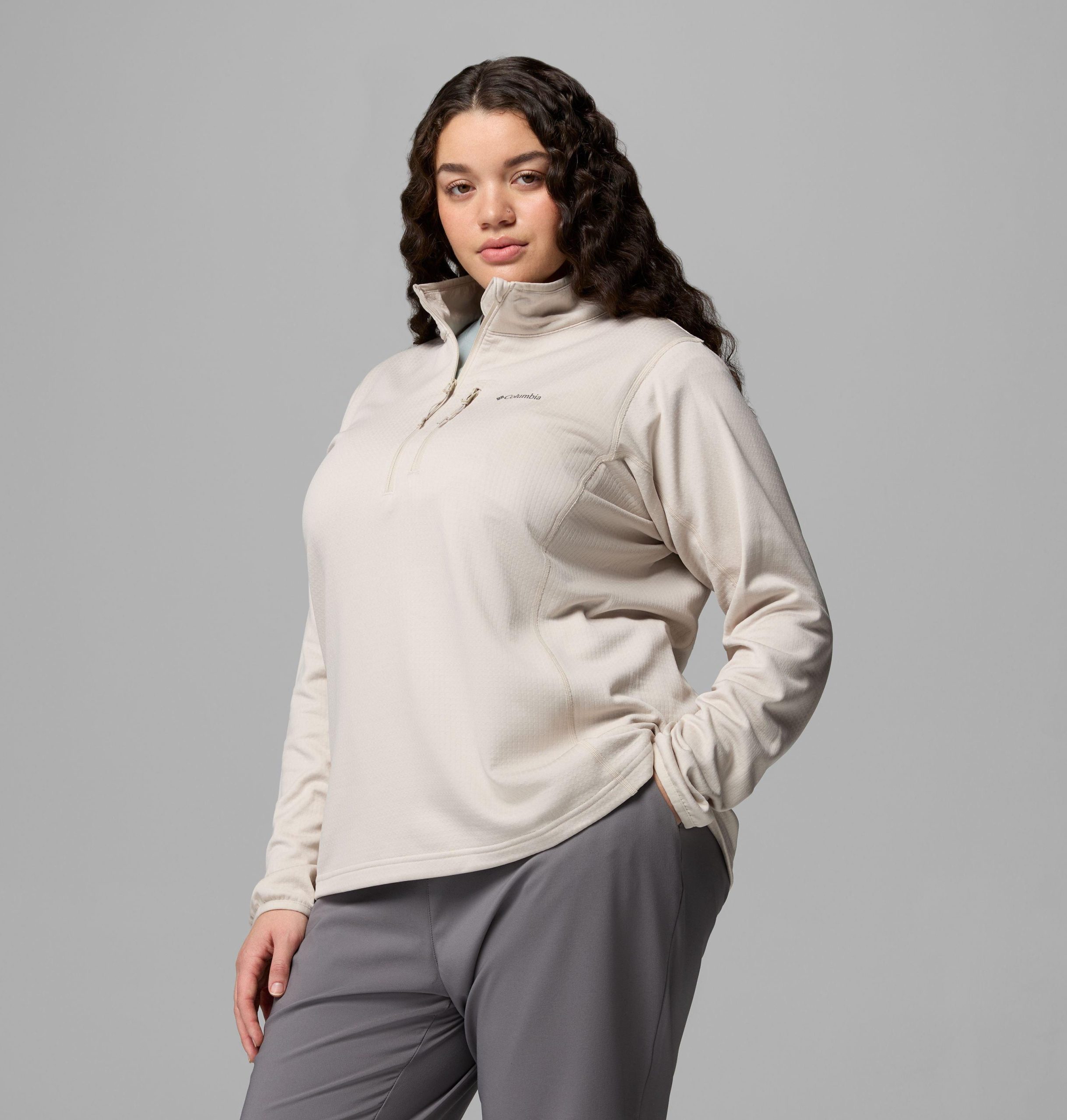 essential hike grid fleece half zip jakke til dame – plus size
