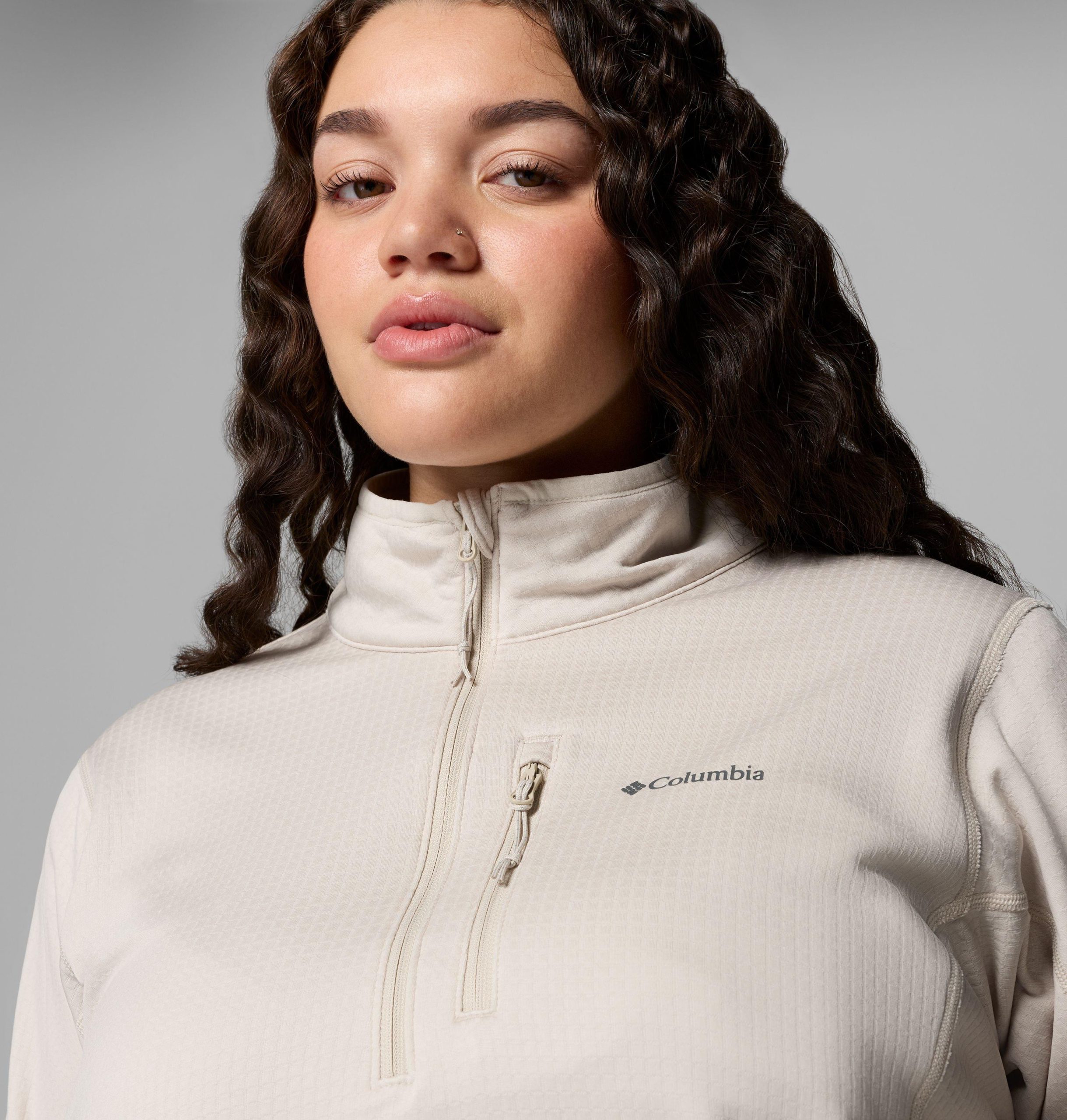 essential hike grid fleece half zip jakke til dame – plus size