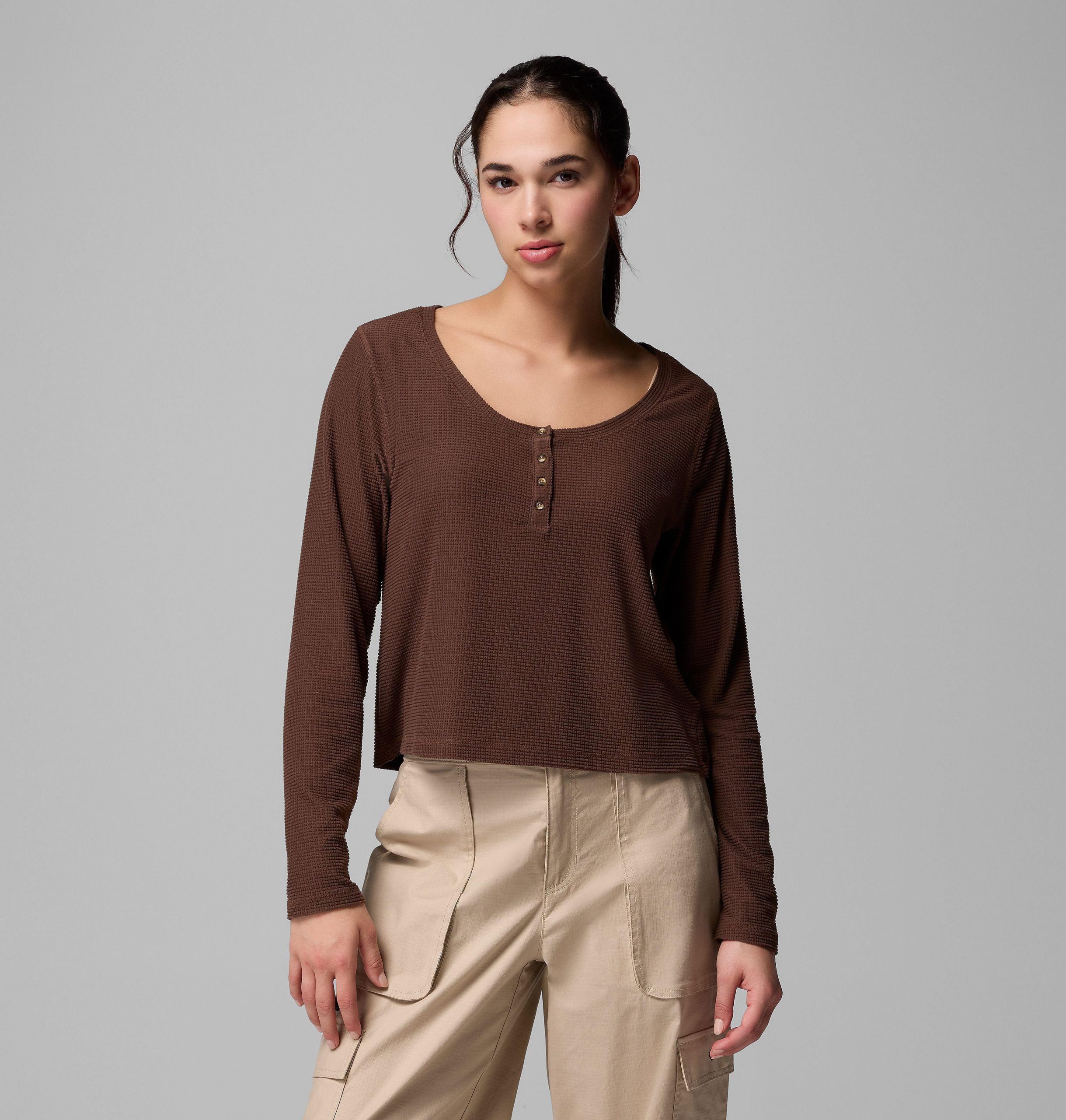 dame brea falls grid henley langermet skjorte