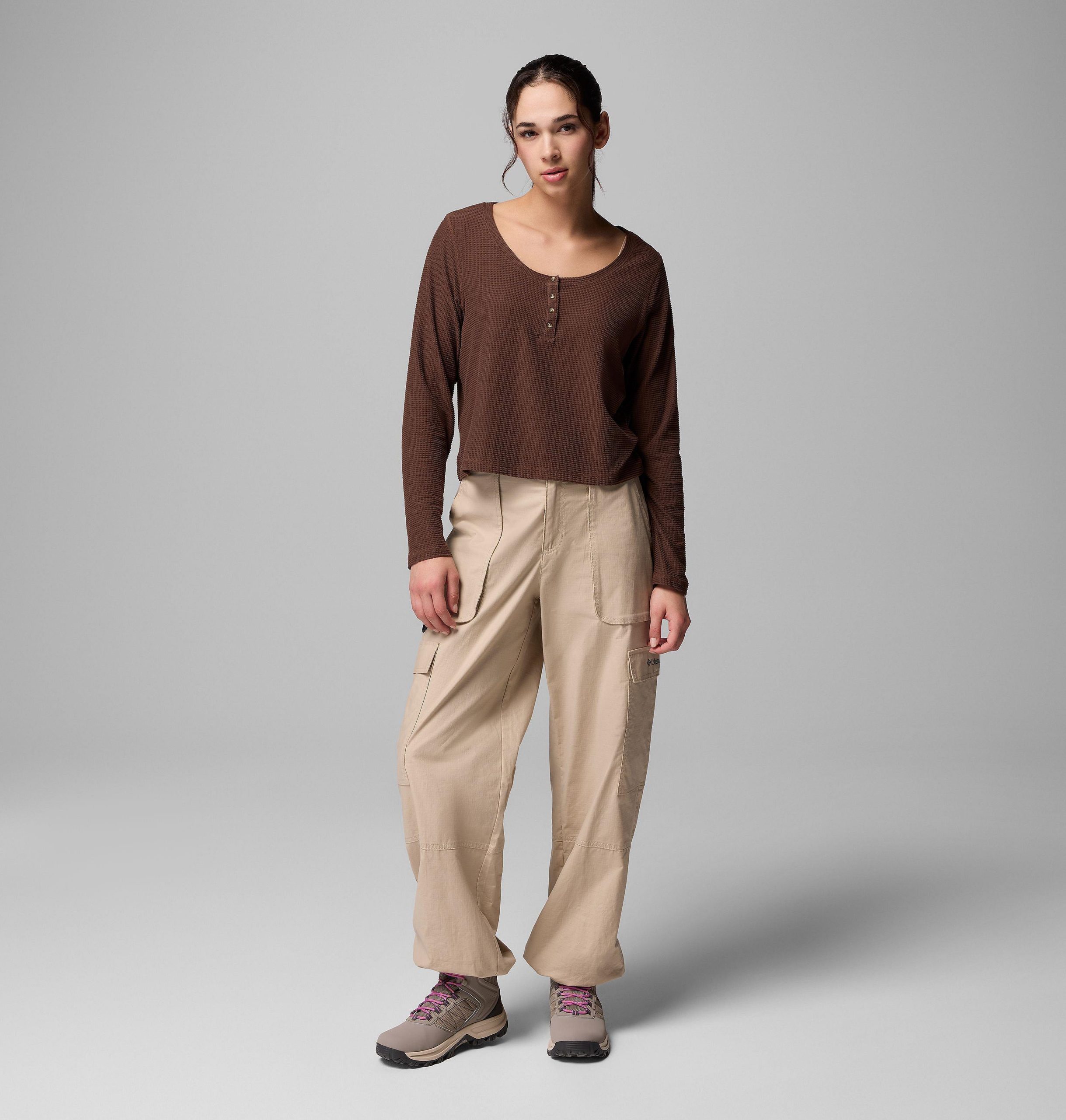 dame brea falls grid henley langermet skjorte
