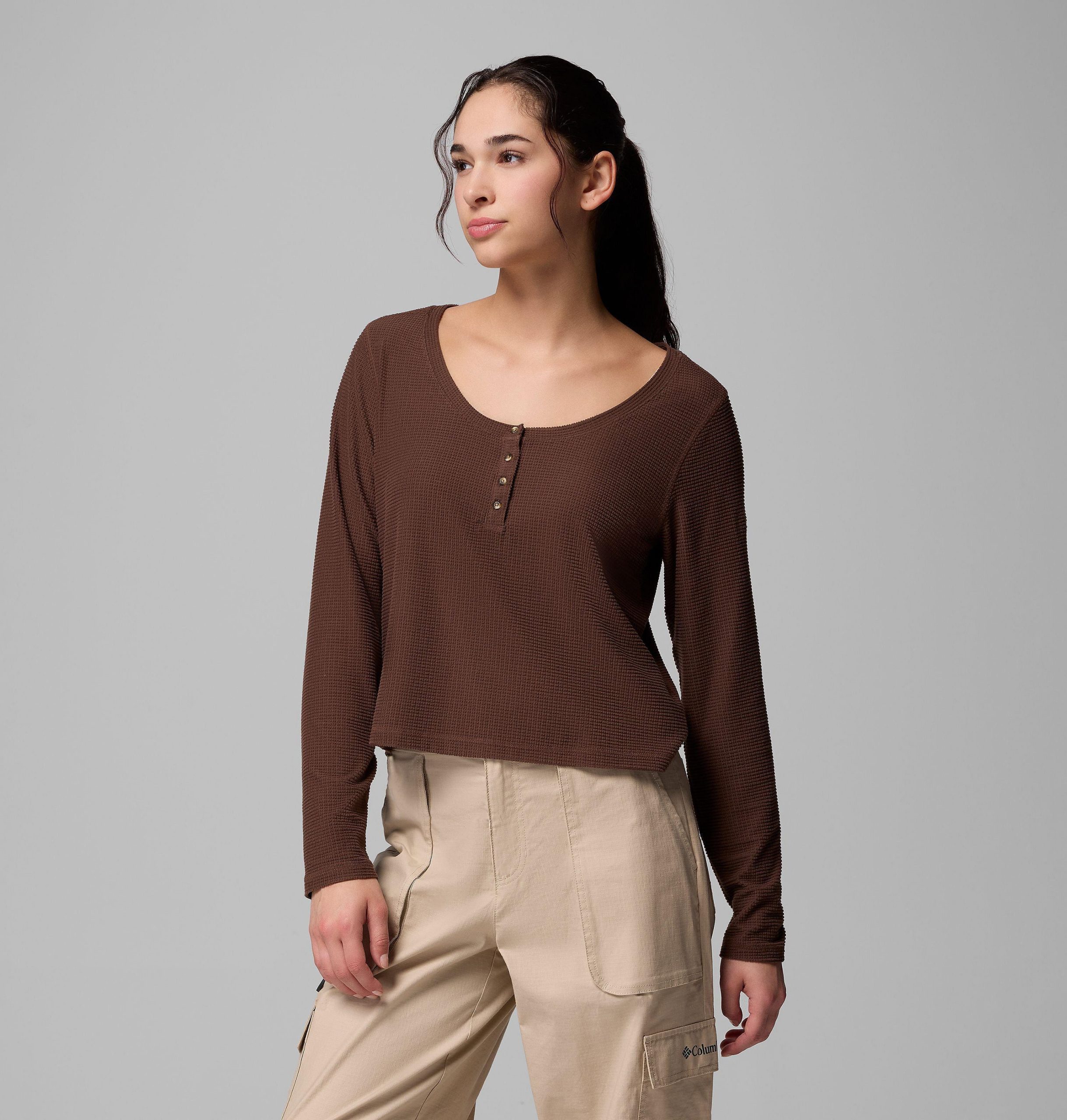 dame brea falls grid henley langermet skjorte