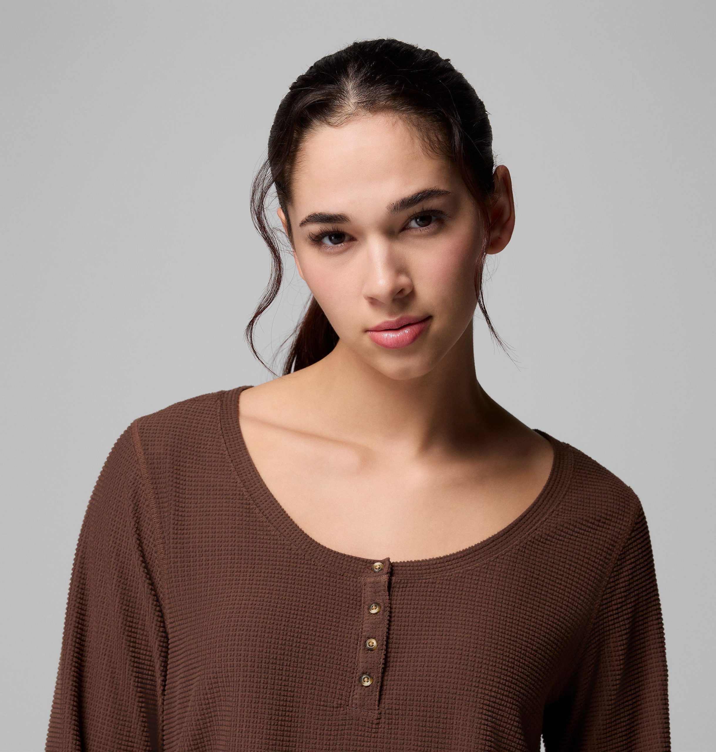 dame brea falls grid henley langermet skjorte