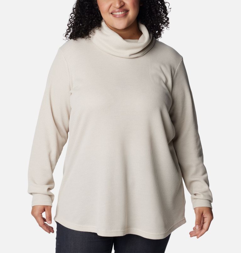 dame holly hideaway vaffelpullover med krage – pluss størrelse