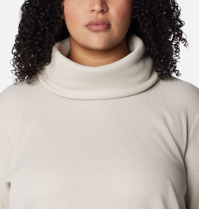 dame holly hideaway vaffelpullover med krage – pluss størrelse
