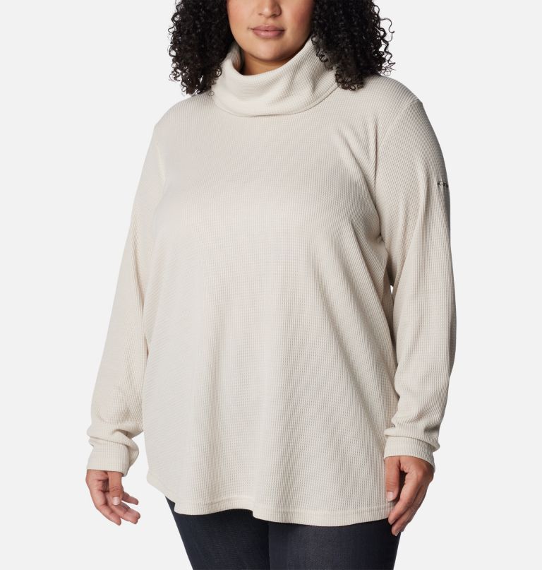 dame holly hideaway vaffelpullover med krage – pluss størrelse