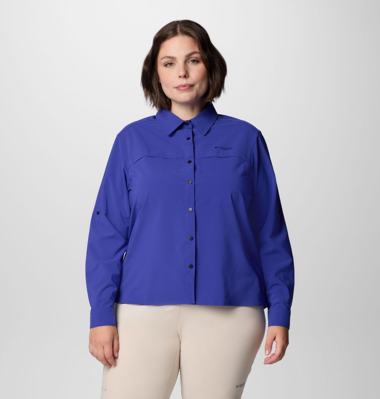 dame summit valley vevd langermet skjorte – plus size
