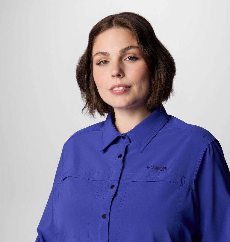 dame summit valley vevd langermet skjorte – plus size