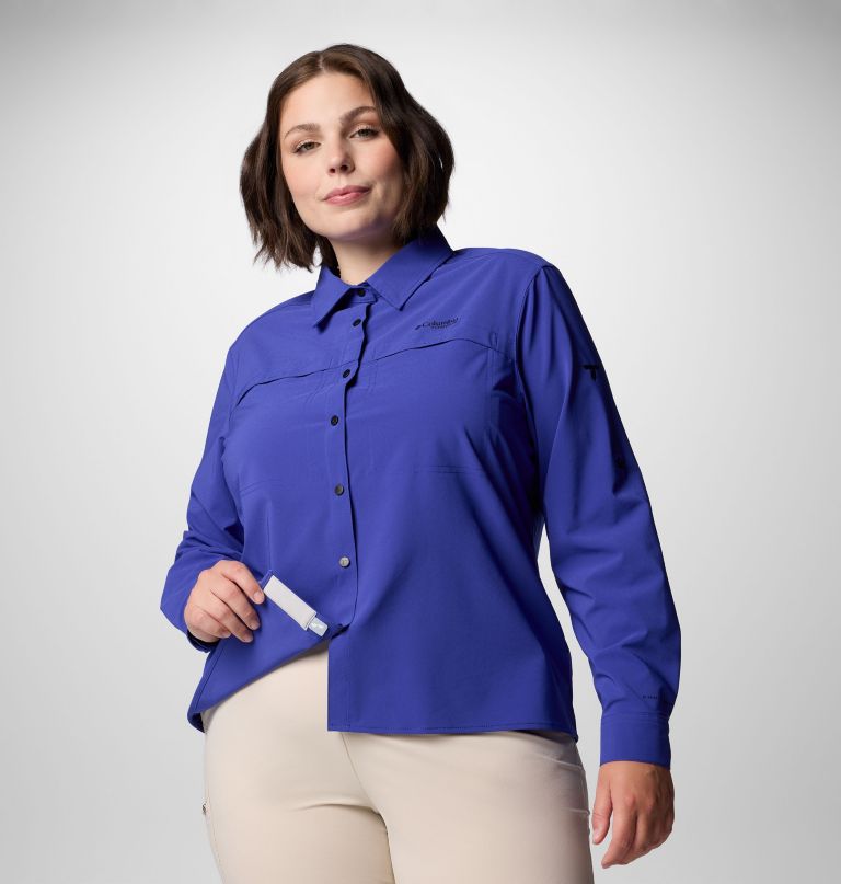 dame summit valley vevd langermet skjorte – plus size