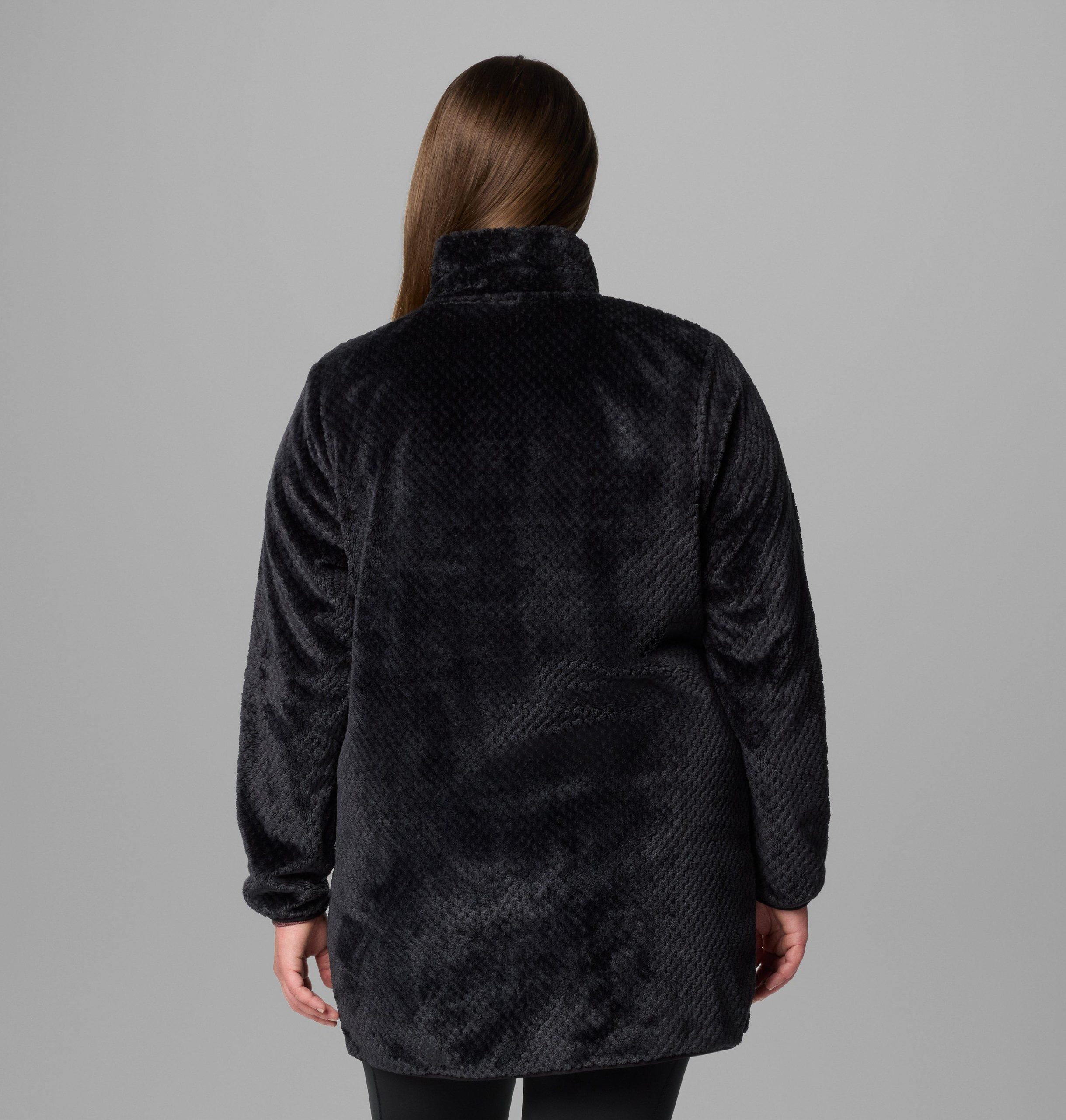dame fire side lang fleecejakke med full glidelås – plus size