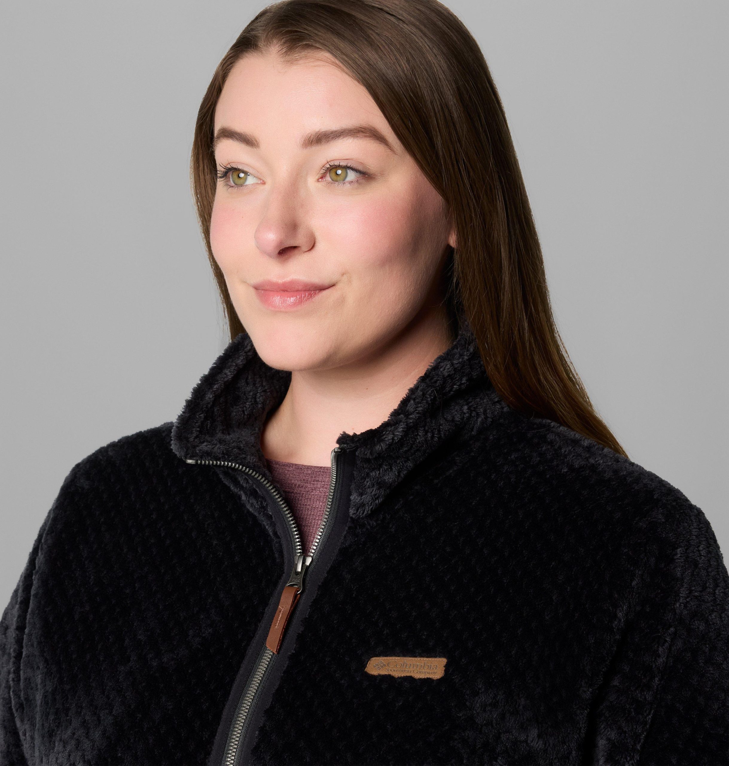 dame fire side lang fleecejakke med full glidelås – plus size