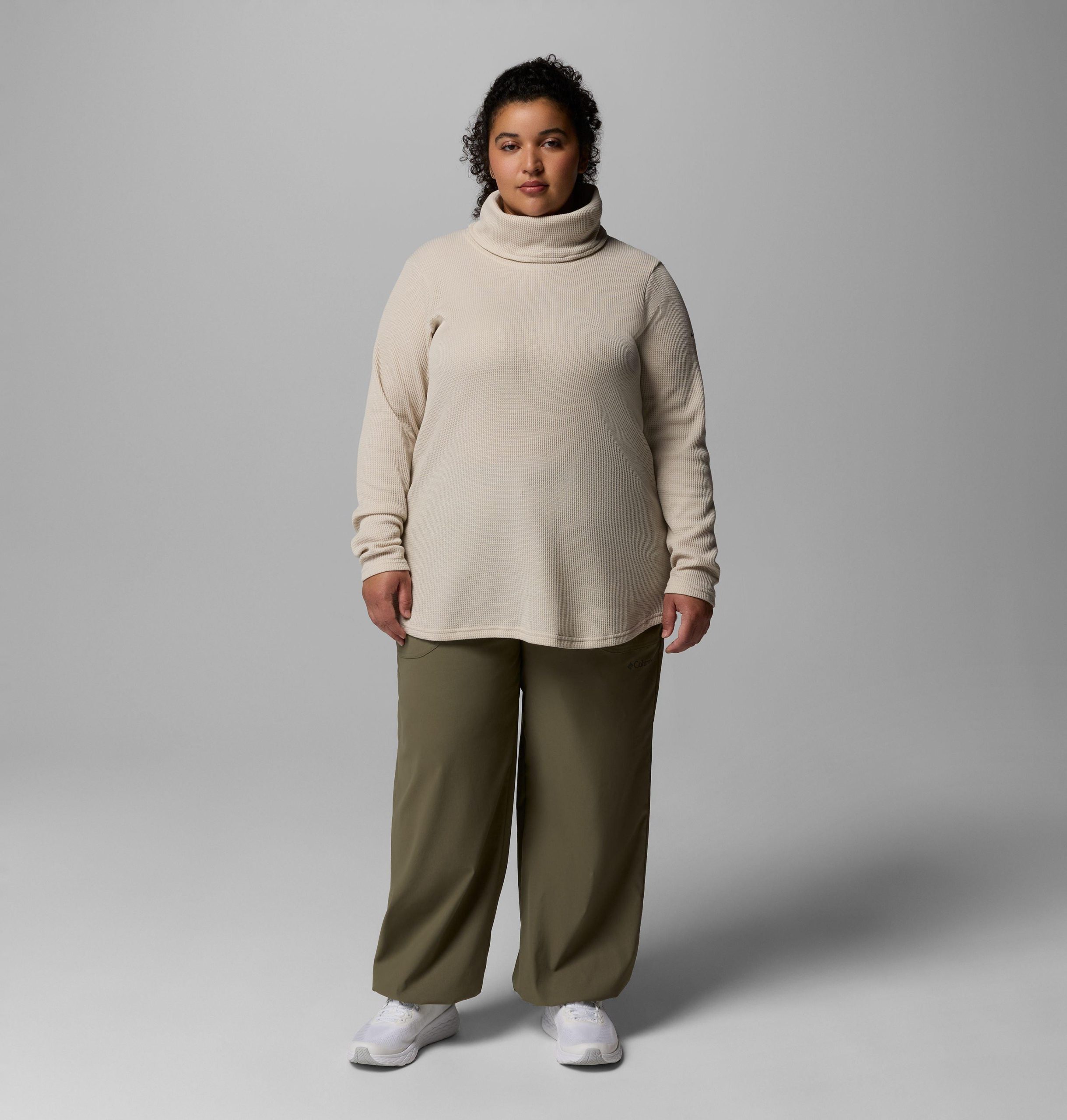 dame holly hideaway vaffelpullover med krage – plus size