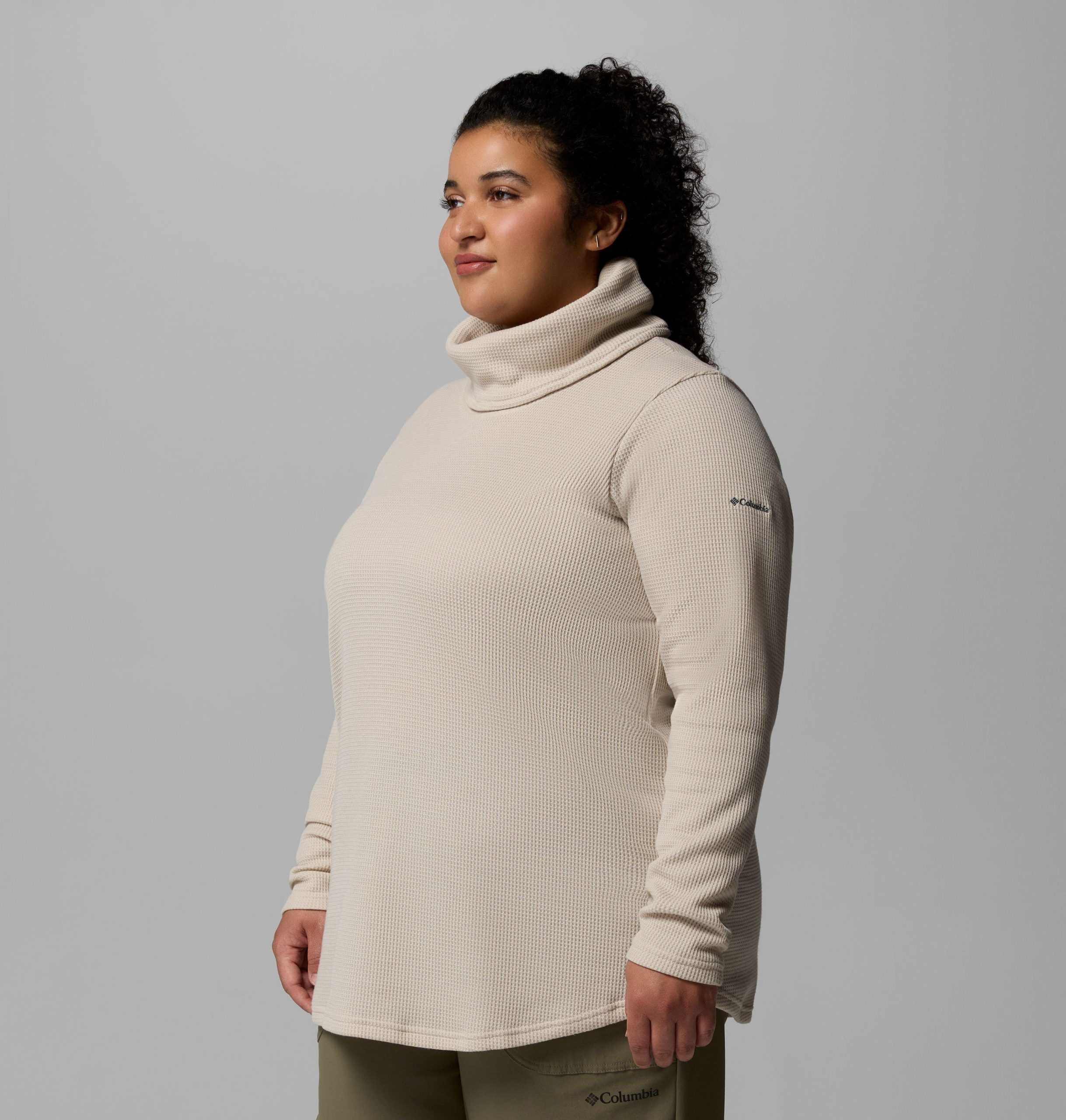 dame holly hideaway vaffelpullover med krage – plus size