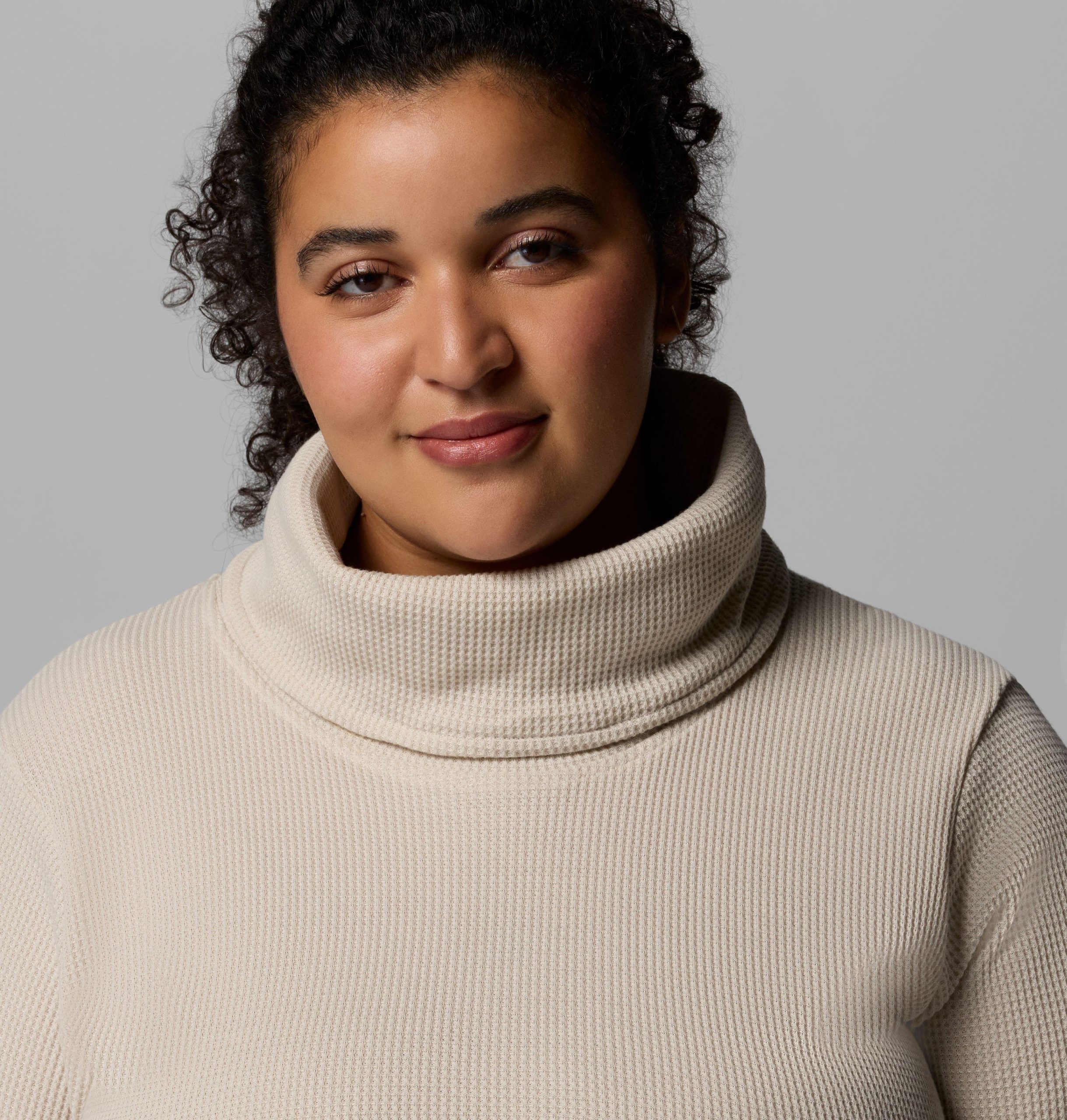 dame holly hideaway vaffelpullover med krage – plus size