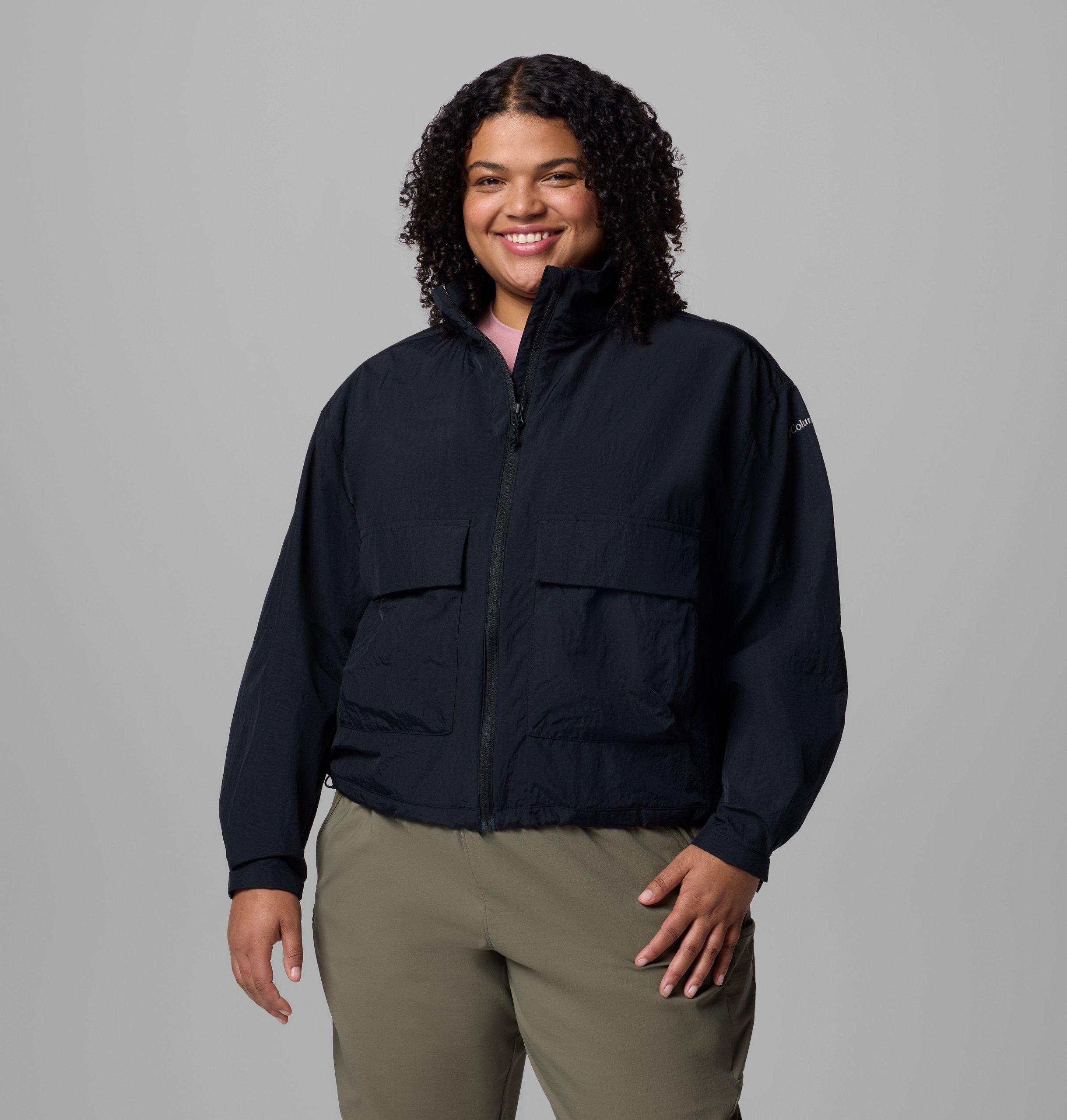 dame paracute cropped cargo windbreaker – plus size