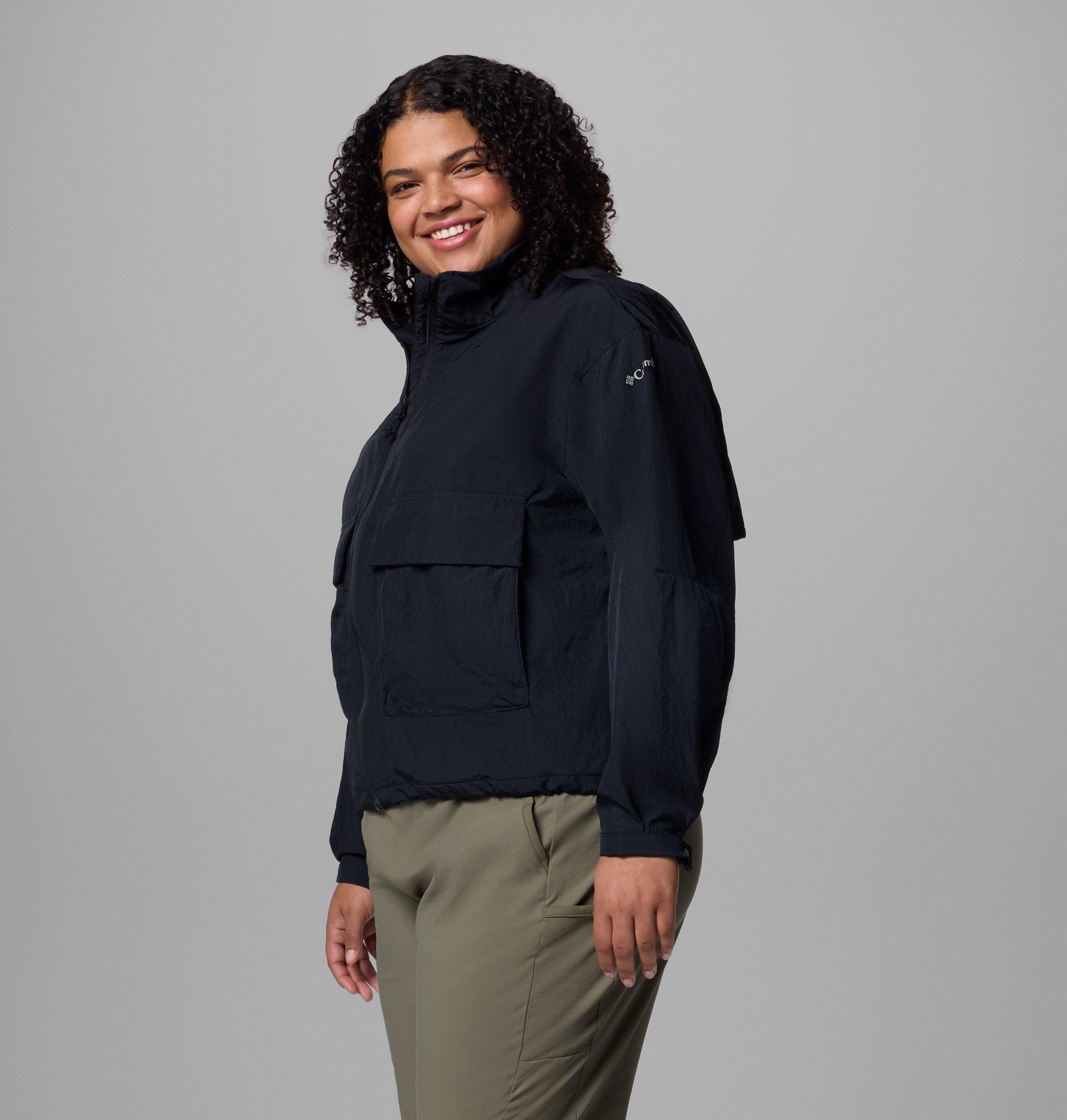 dame paracute cropped cargo windbreaker – plus size