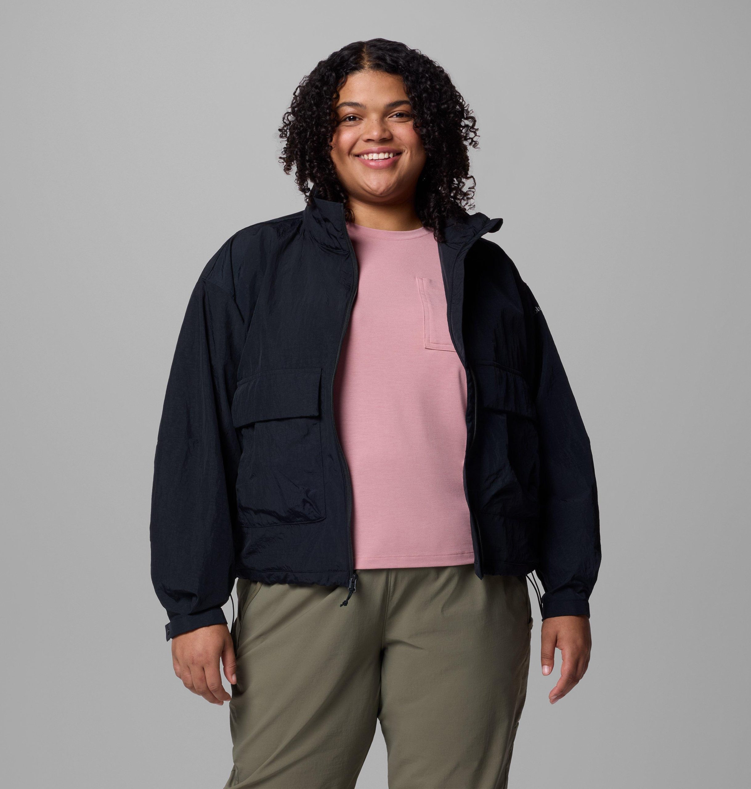 dame paracute cropped cargo windbreaker – plus size