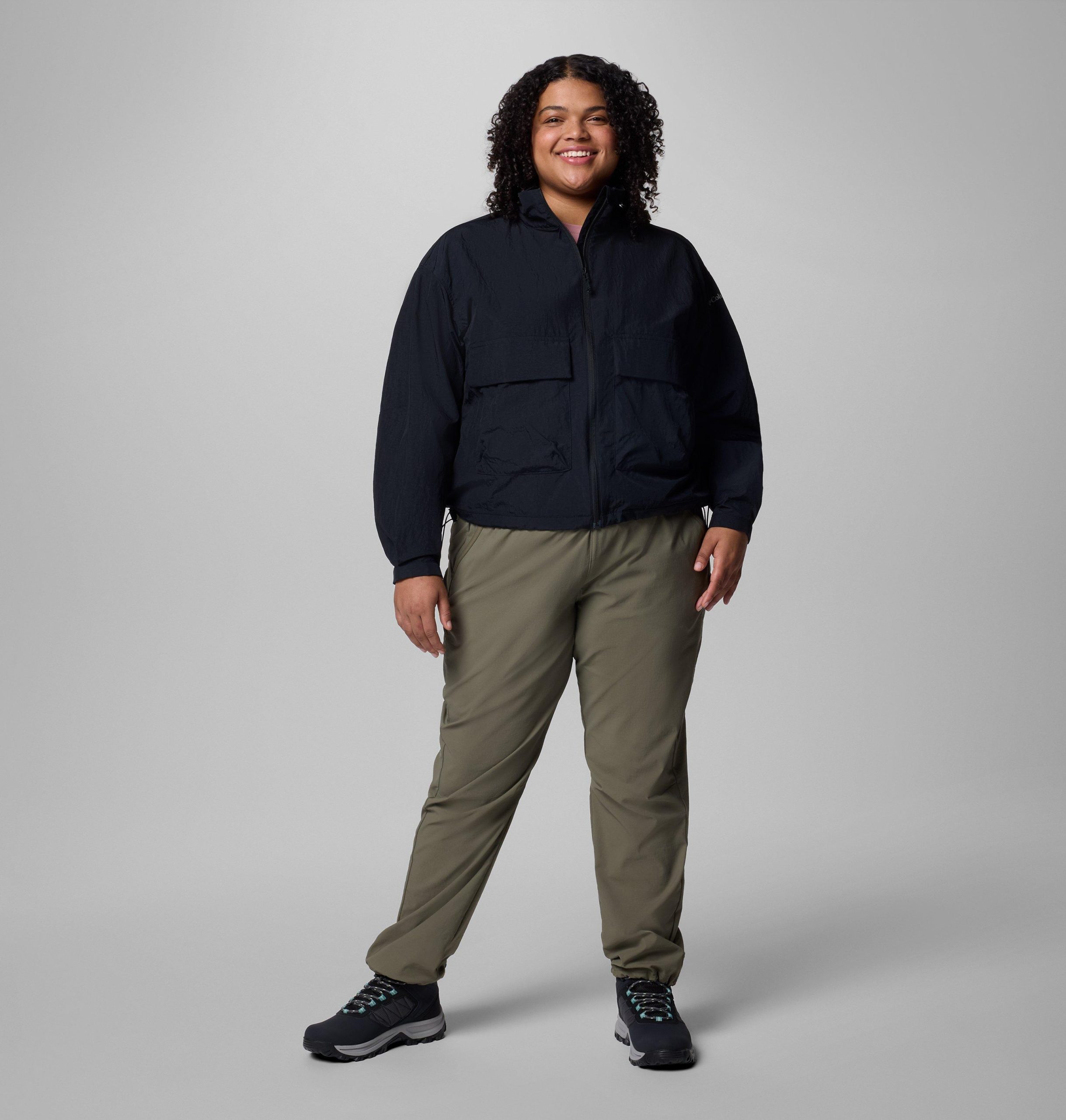 dame paracute cropped cargo windbreaker – plus size