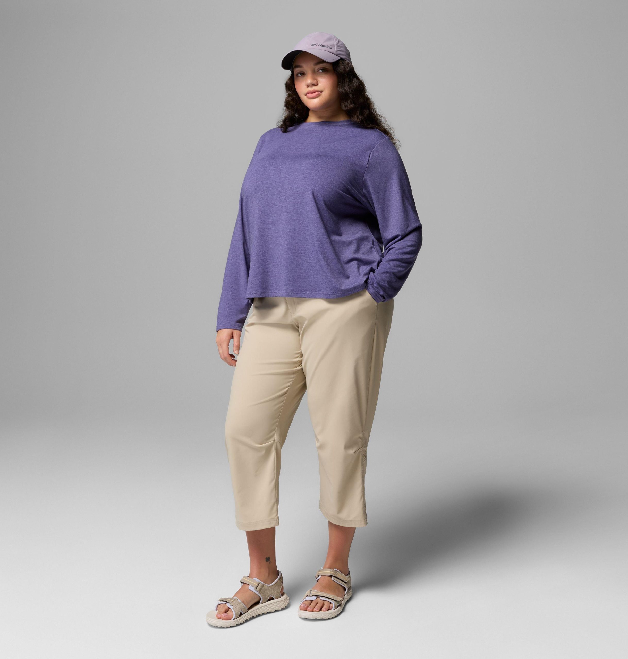 dame csc myk stretch langermet t-skjorte – plus size