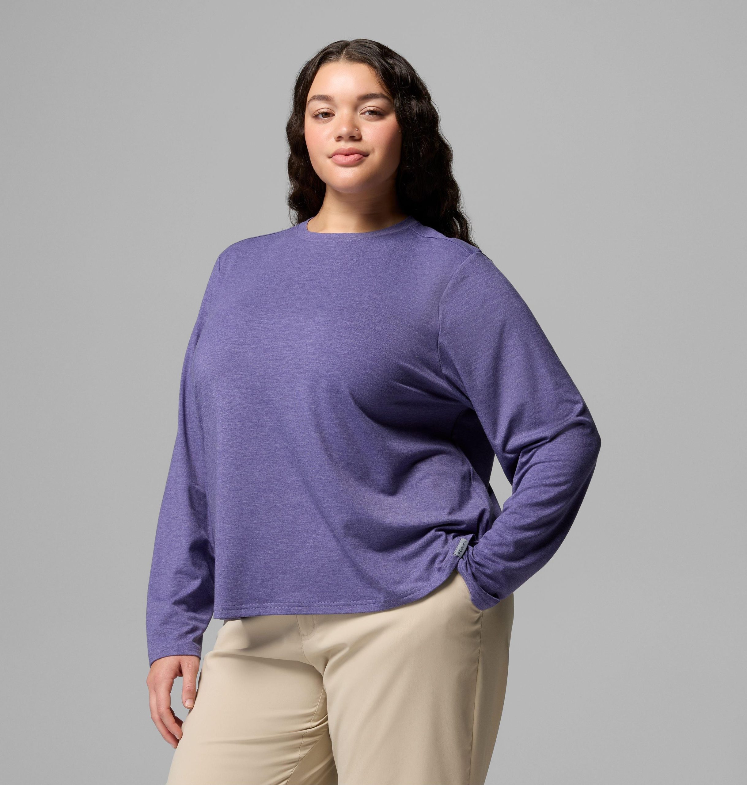 dame csc myk stretch langermet t-skjorte – plus size