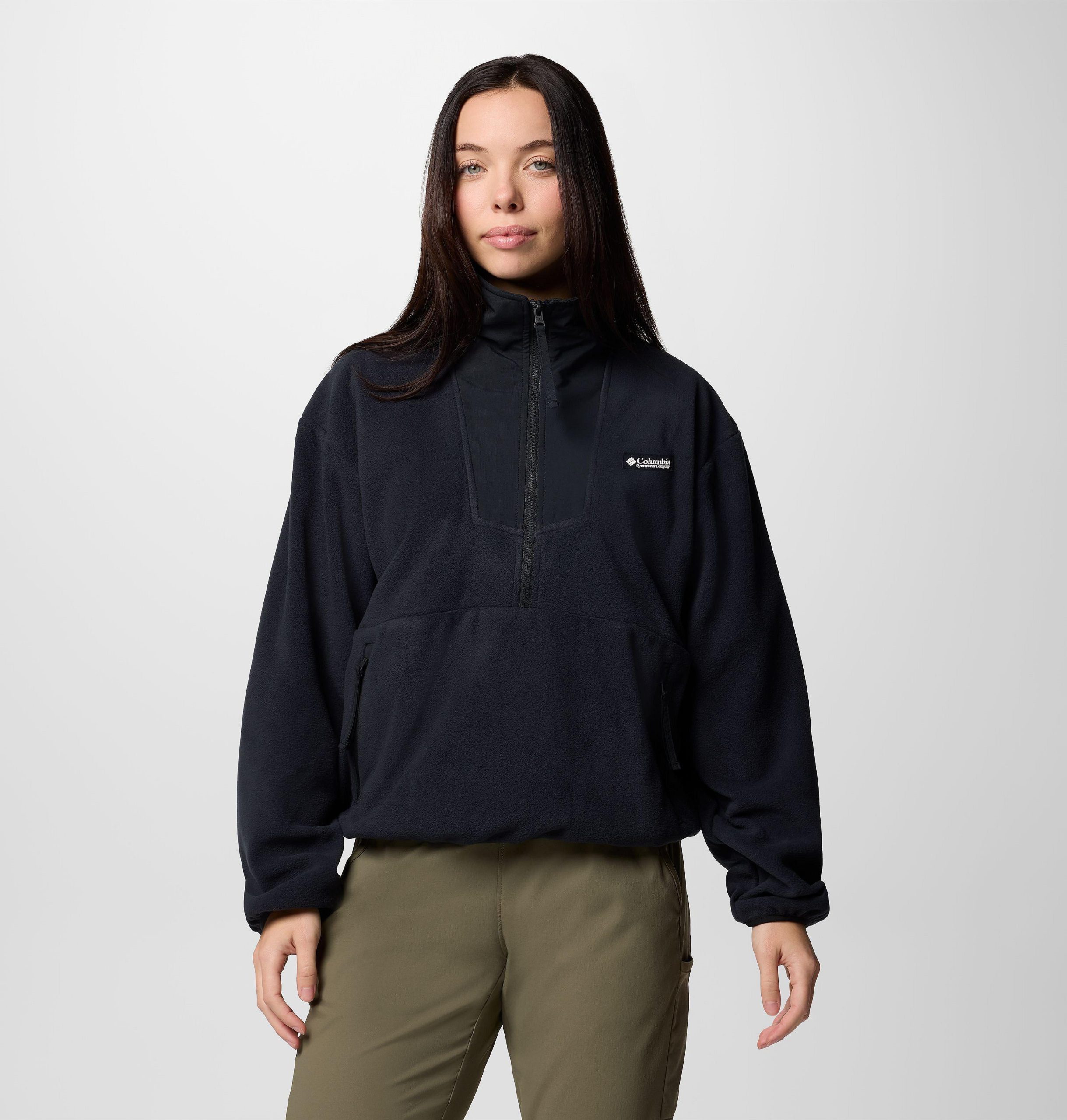 dame sequoia grove fleece med halv glidelås