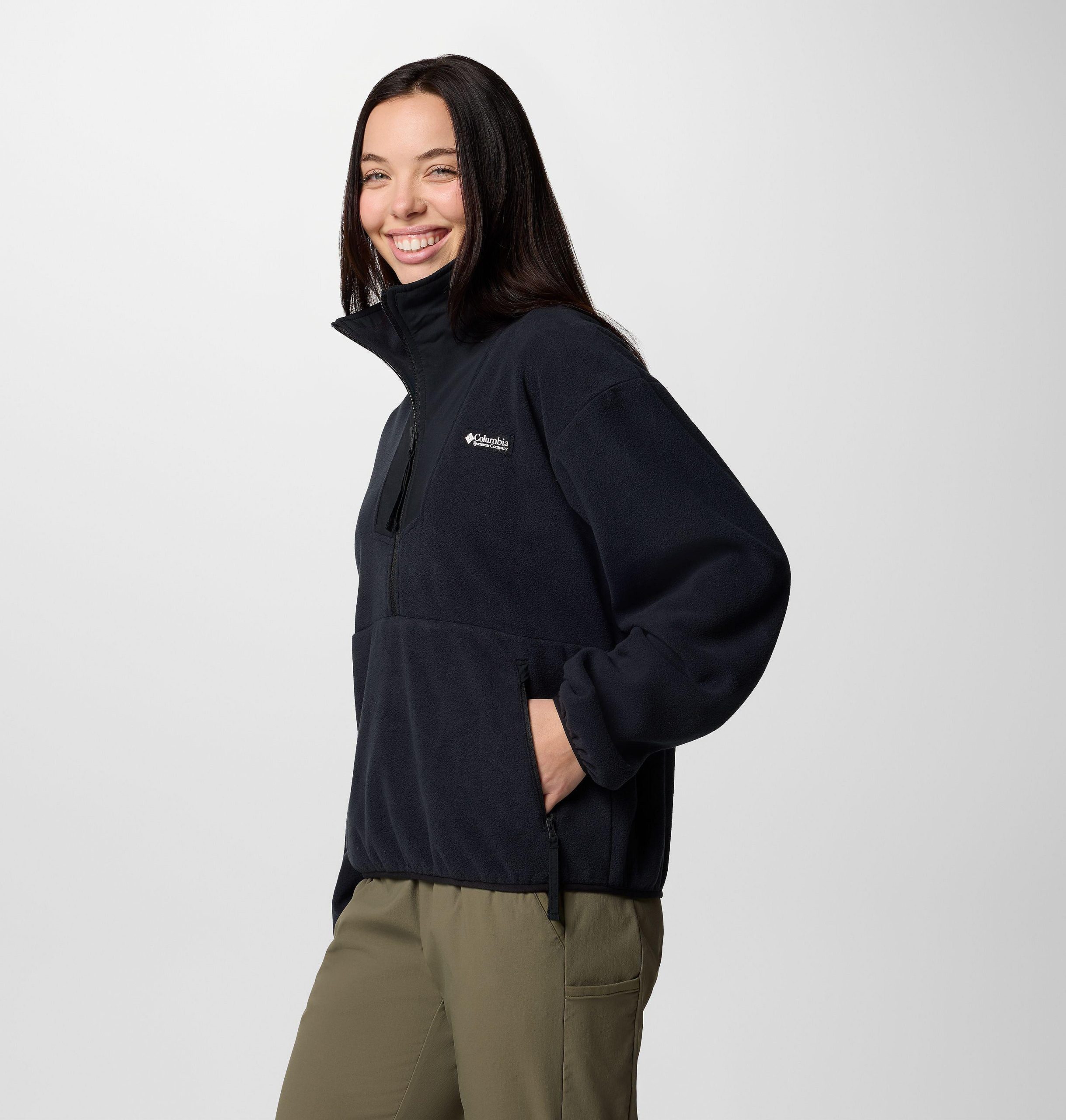 dame sequoia grove fleece med halv glidelås