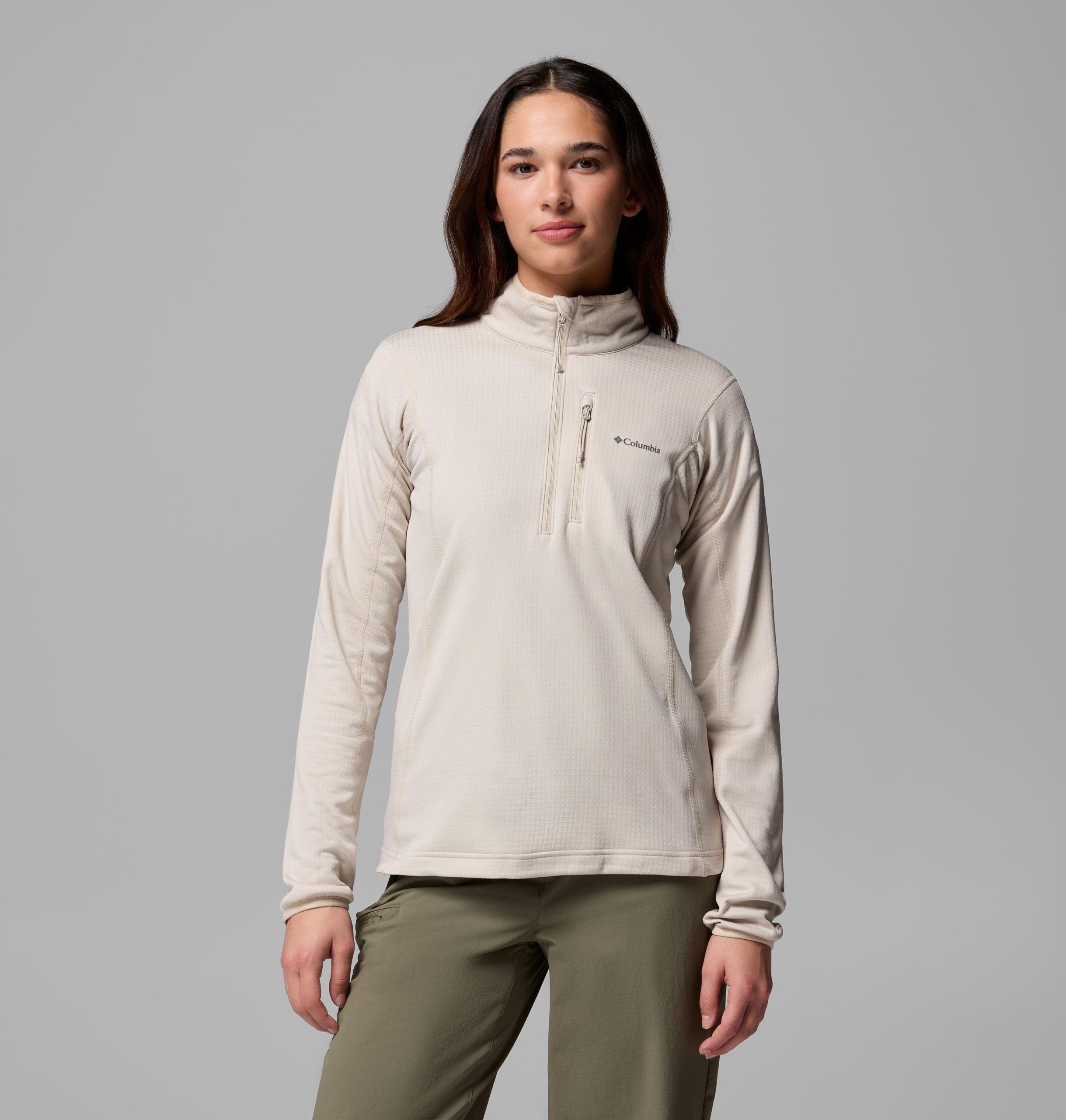 dame essential hike grid fleece half zip jakke