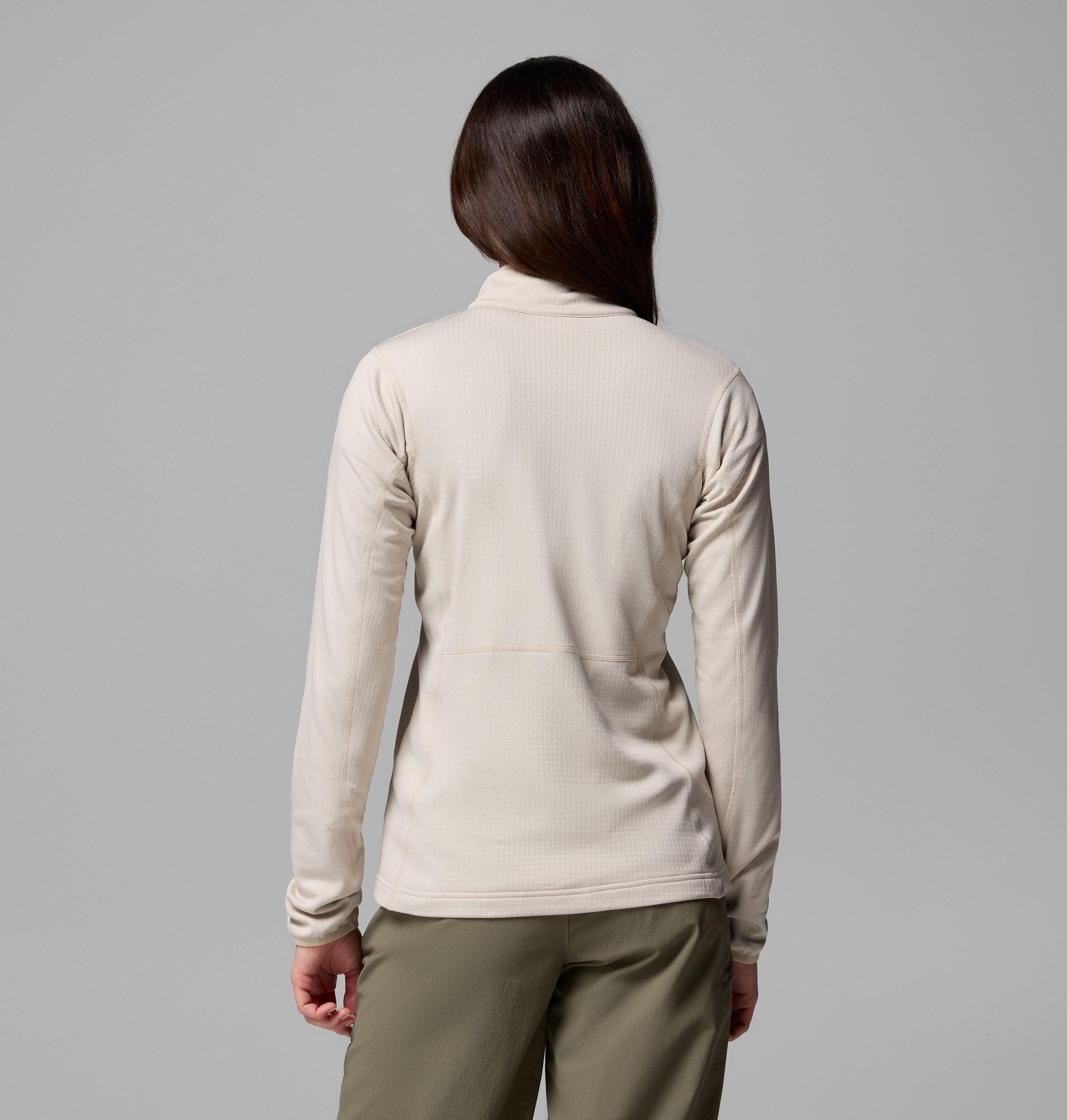 dame essential hike grid fleece half zip jakke