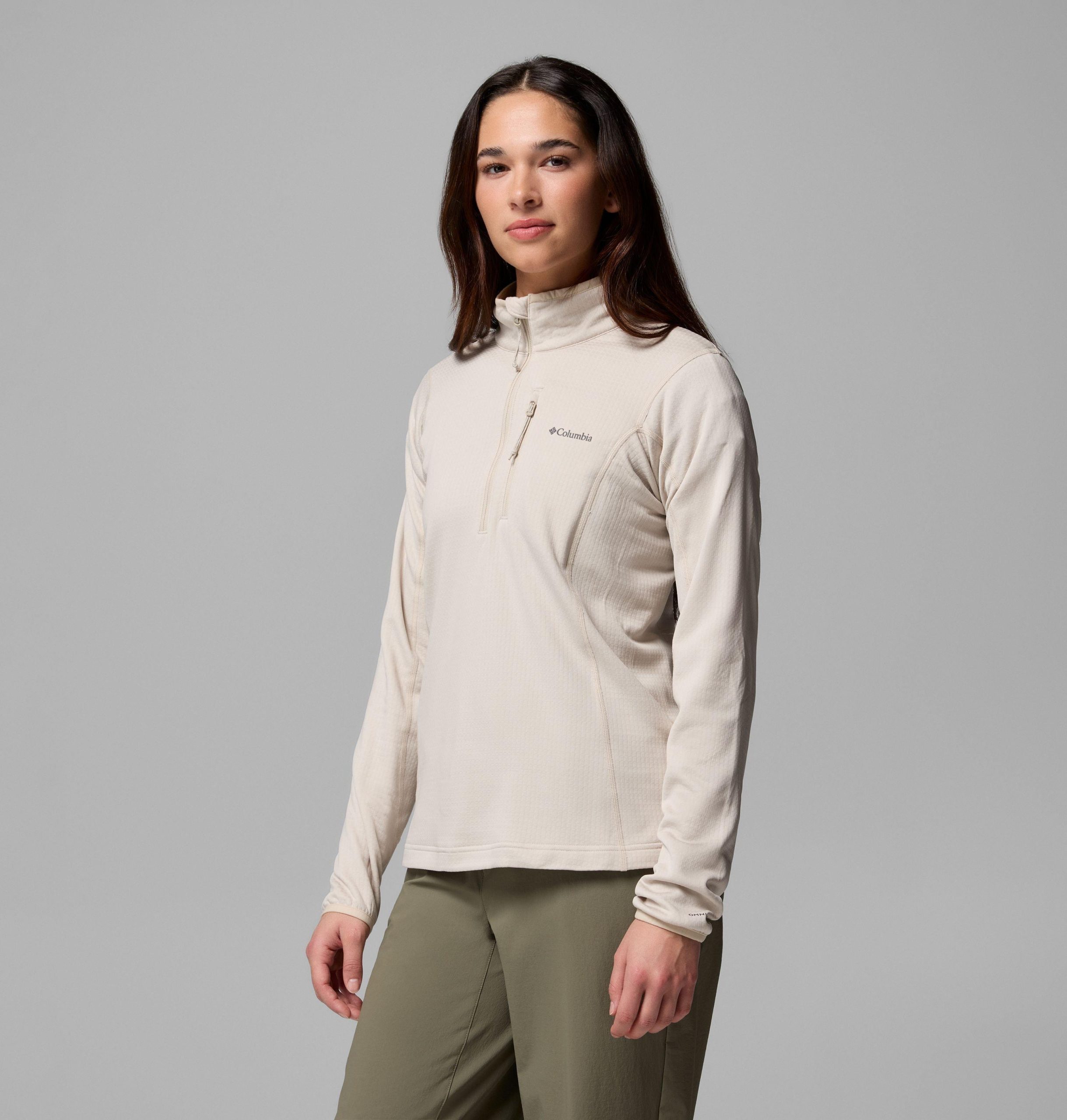 dame essential hike grid fleece half zip jakke