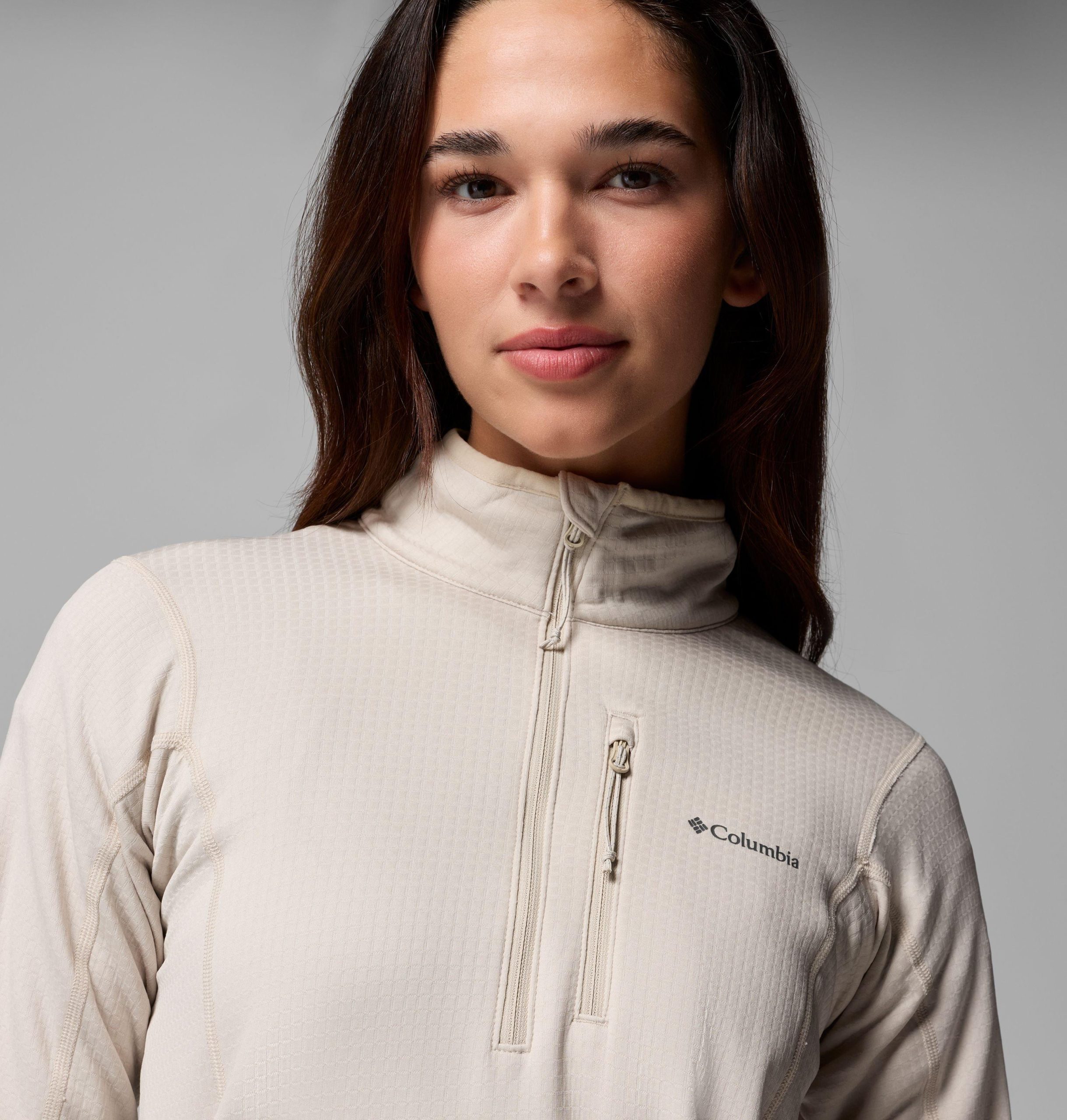 dame essential hike grid fleece half zip jakke