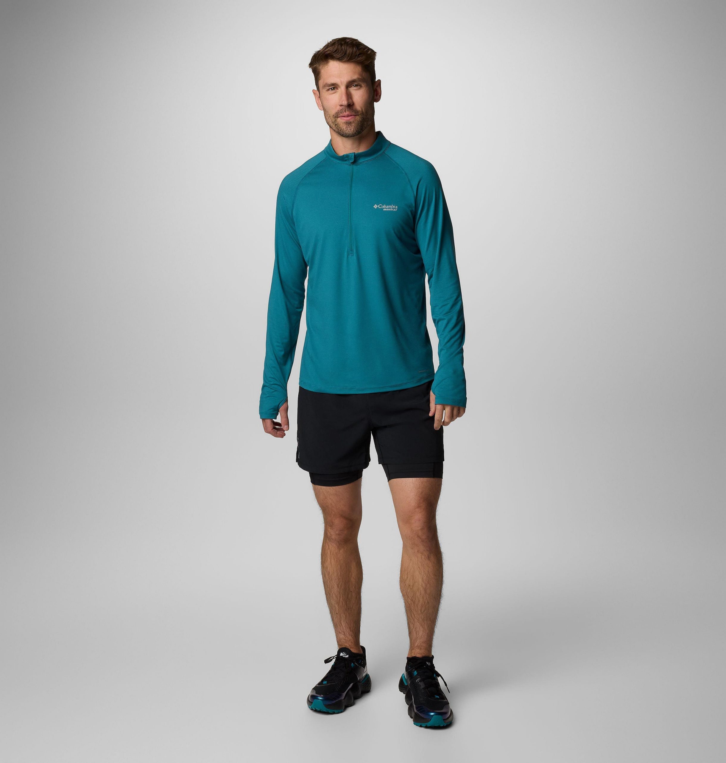 herre endless trail half zip mesh langermet t-skjorte