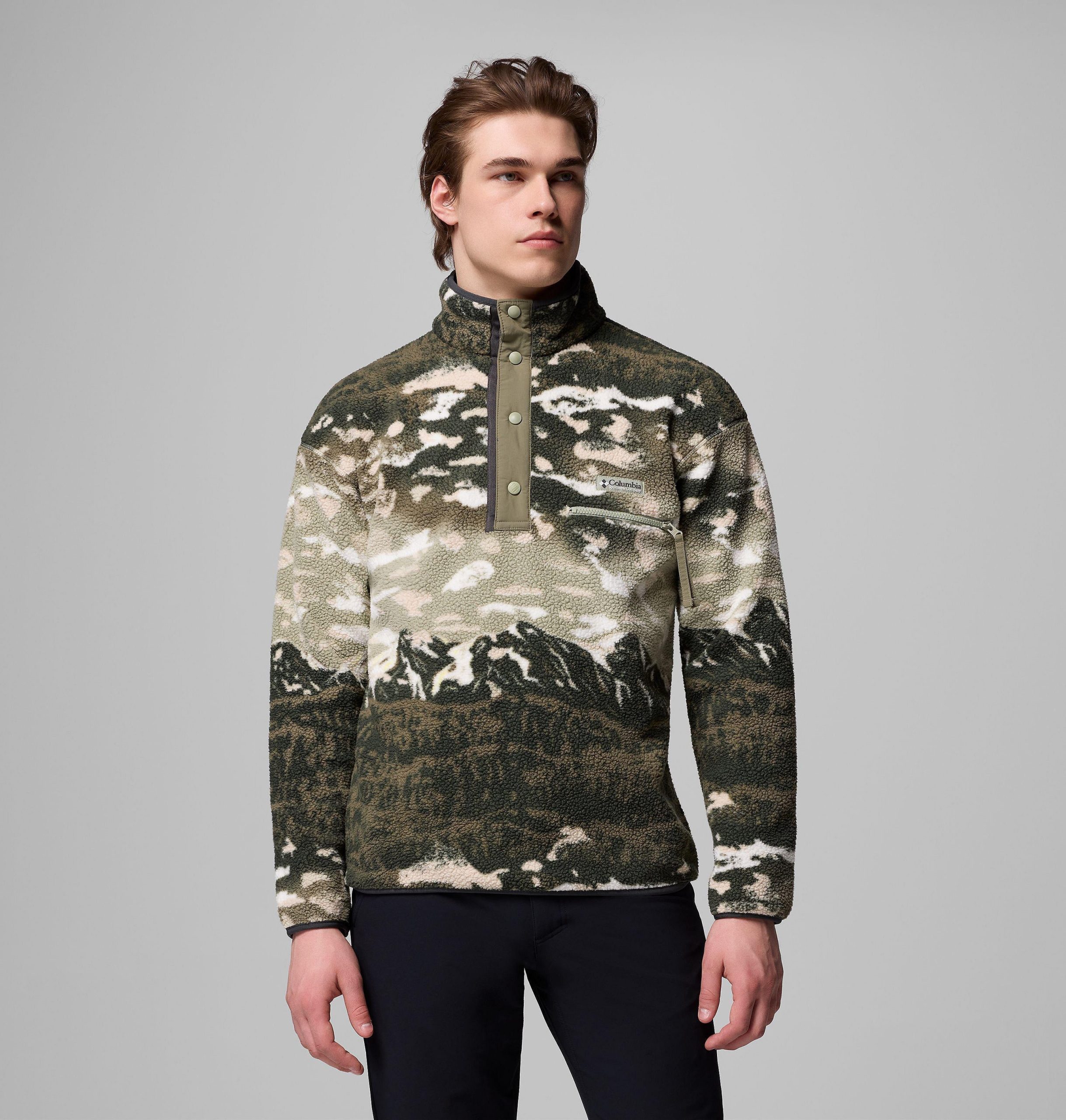 herre helvetia ii printed half snap printed fleece genser