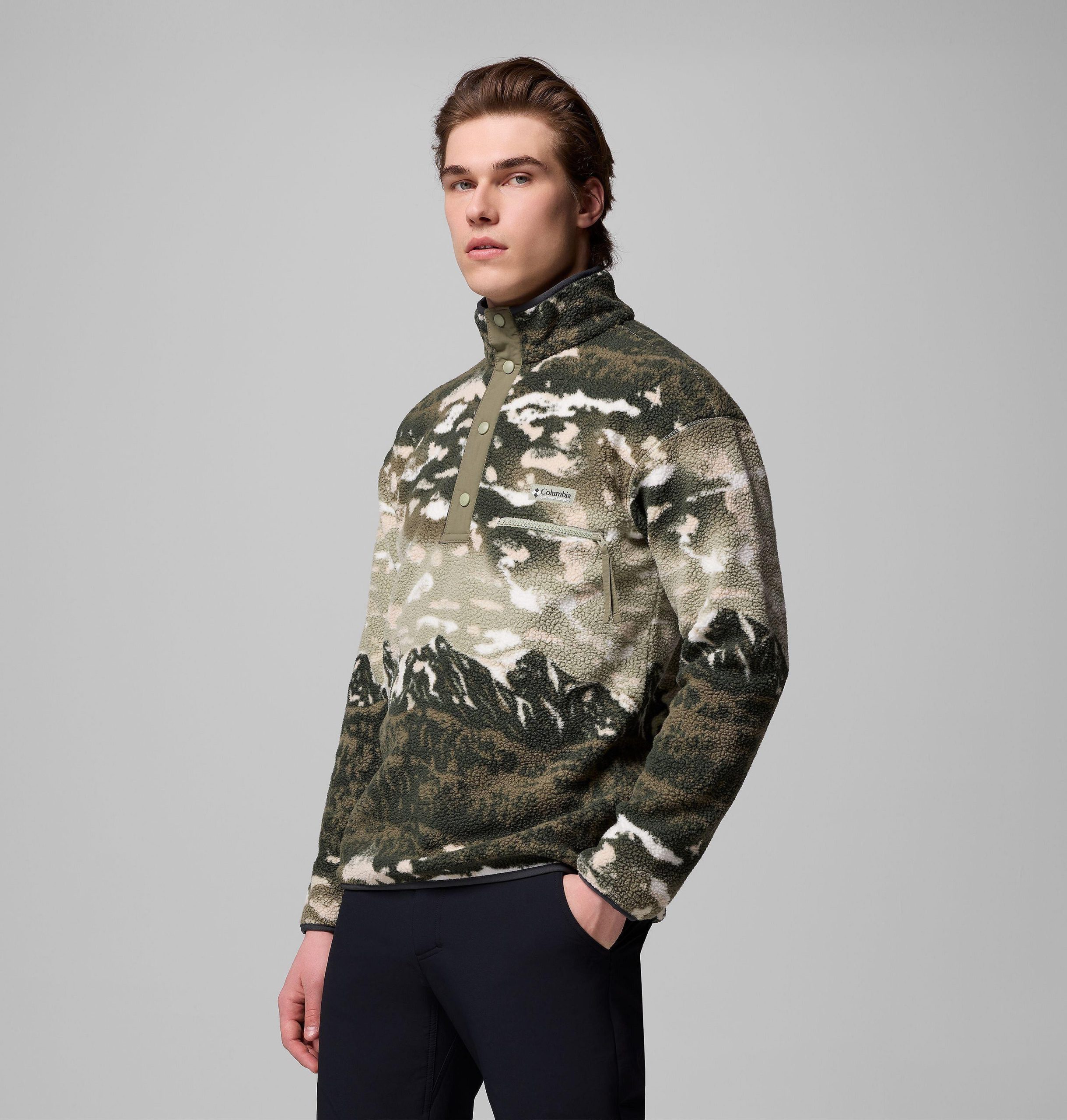 herre helvetia ii printed half snap printed fleece genser