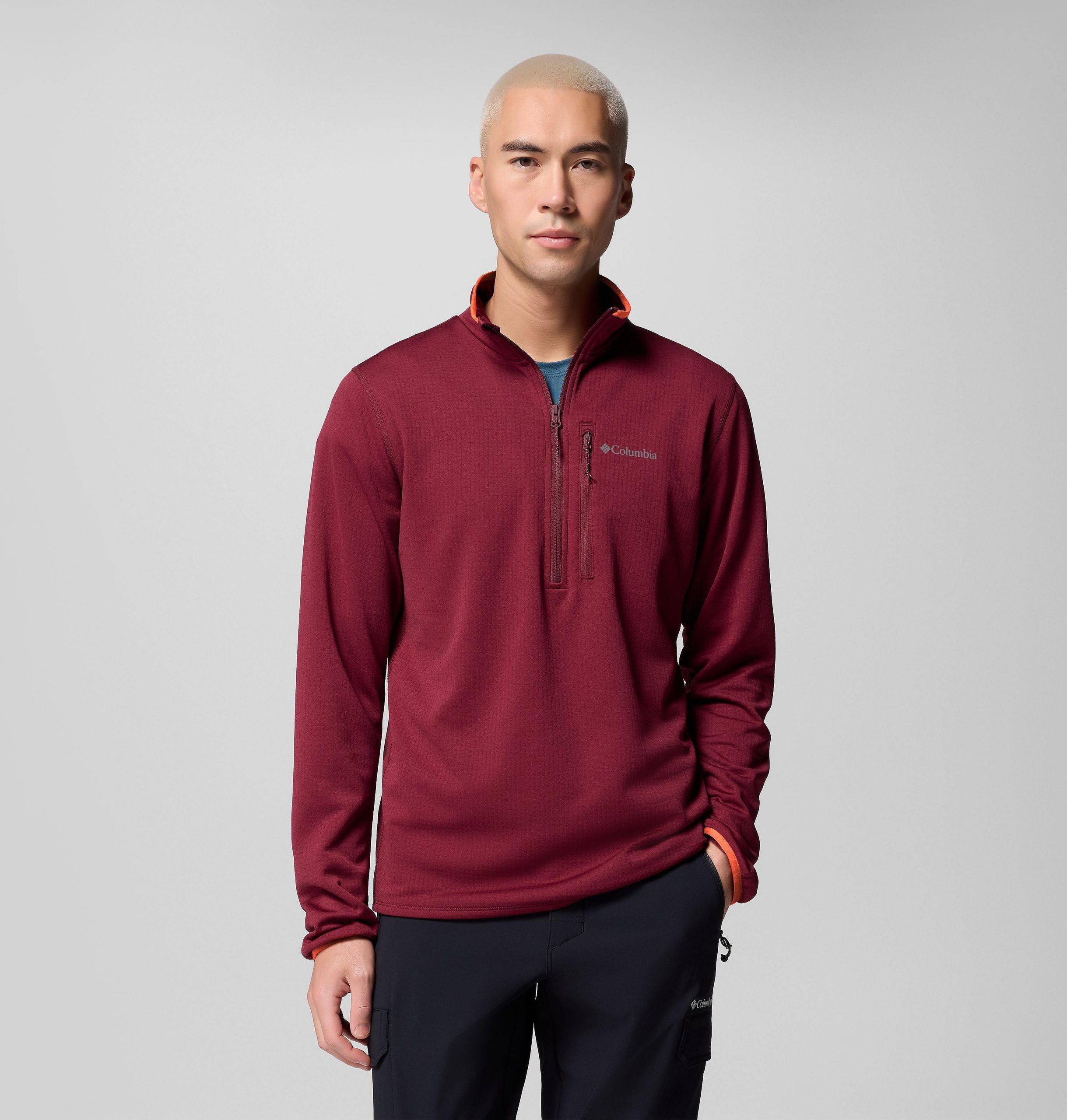menn essential hike grid fleece half zip pullover