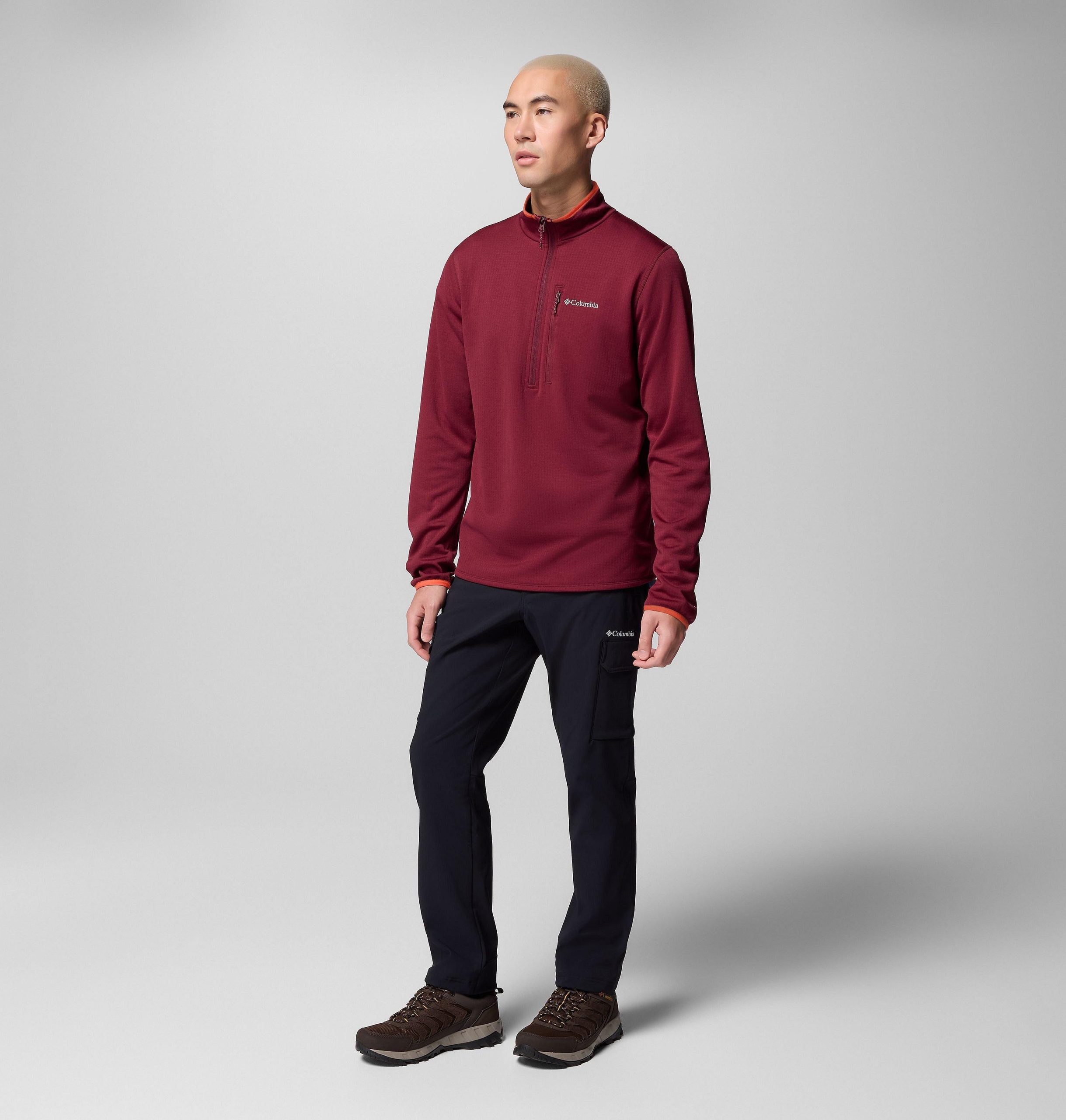 menn essential hike grid fleece half zip pullover