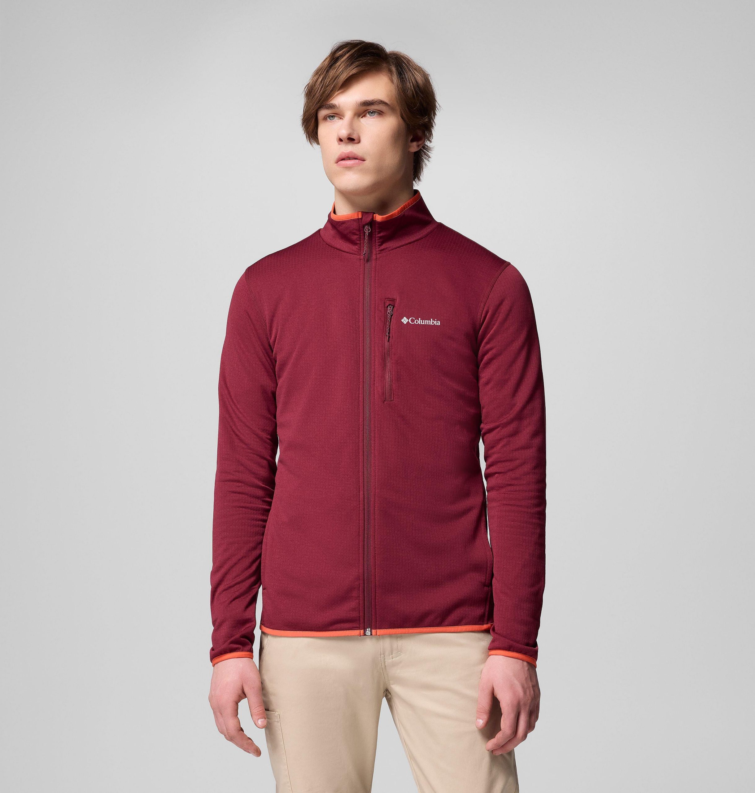menn essential hike grid fleece full zip jakke