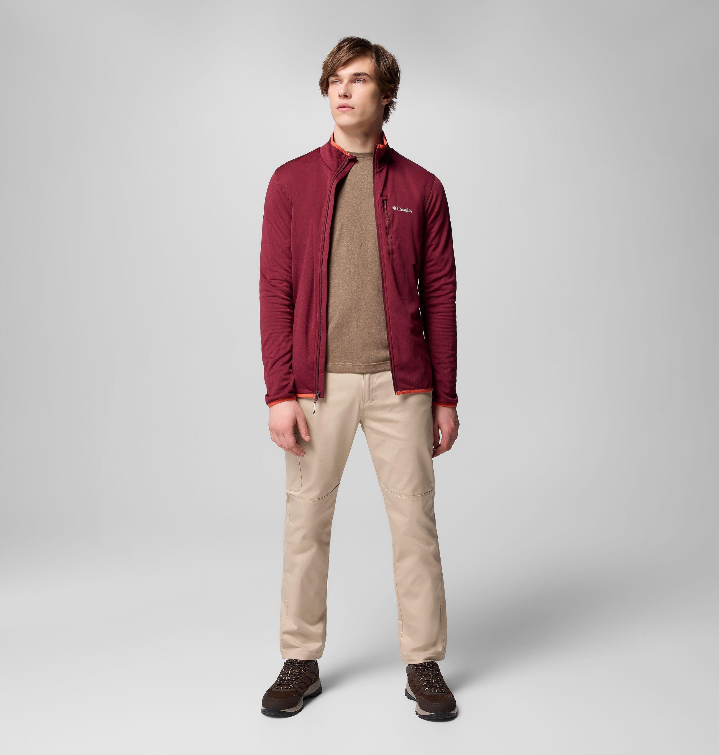 menn essential hike grid fleece full zip jakke