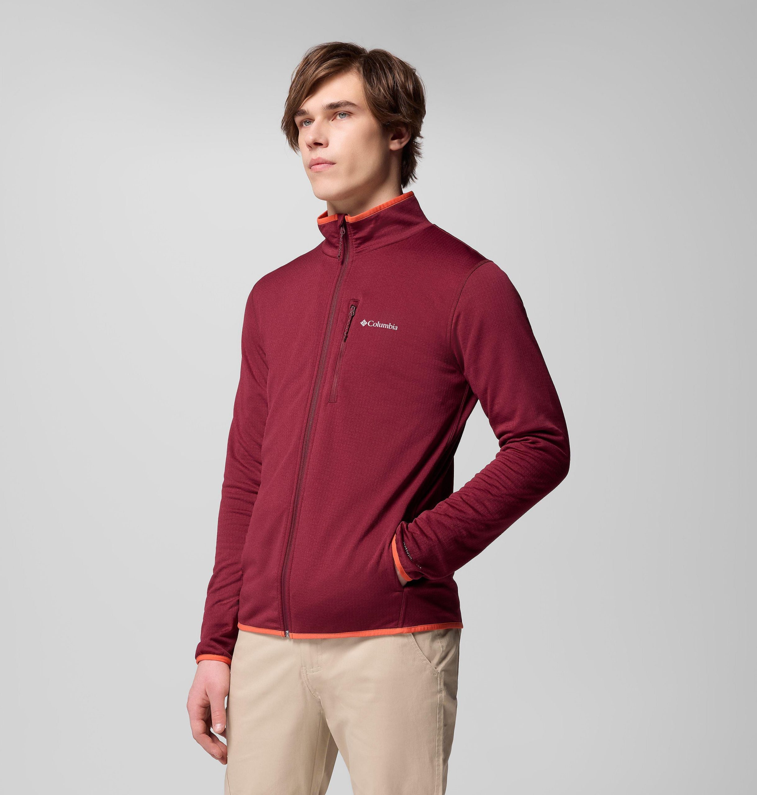menn essential hike grid fleece full zip jakke
