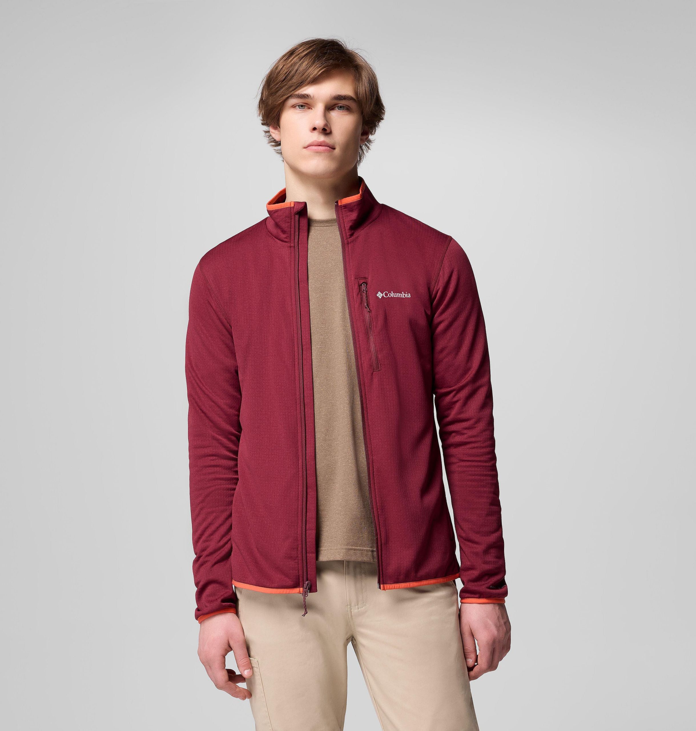 menn essential hike grid fleece full zip jakke