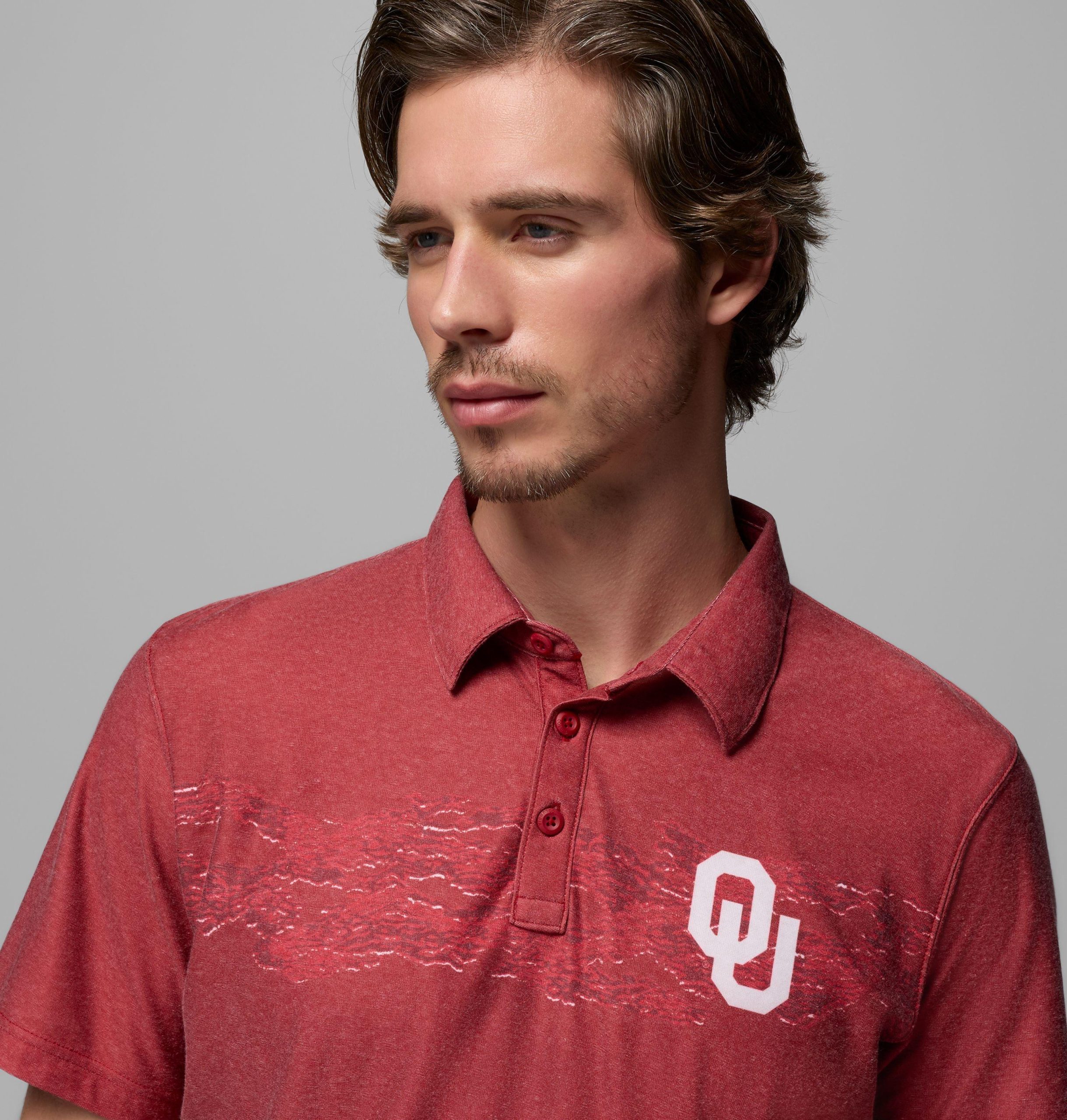 herre collegiate thistletown hills printed polo – oklahoma