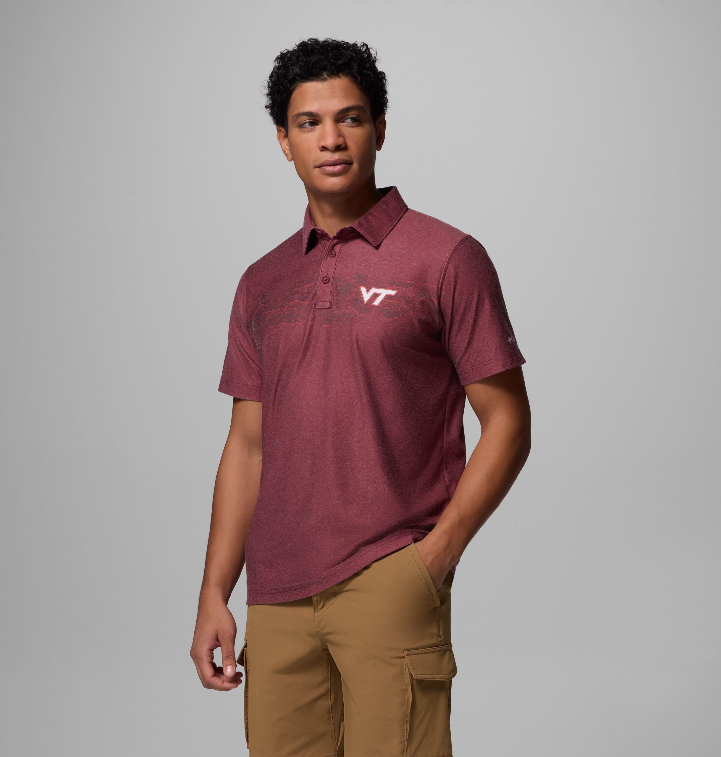 herre collegiate thistletown hills printed polo – virginia tech