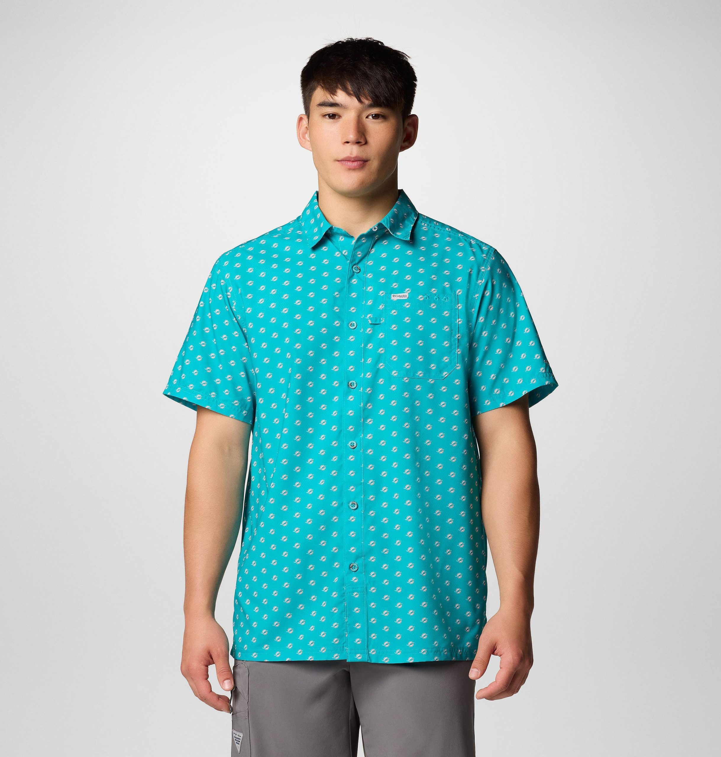 herre pfg super slack tide kortermet skjorte - miami dolphins