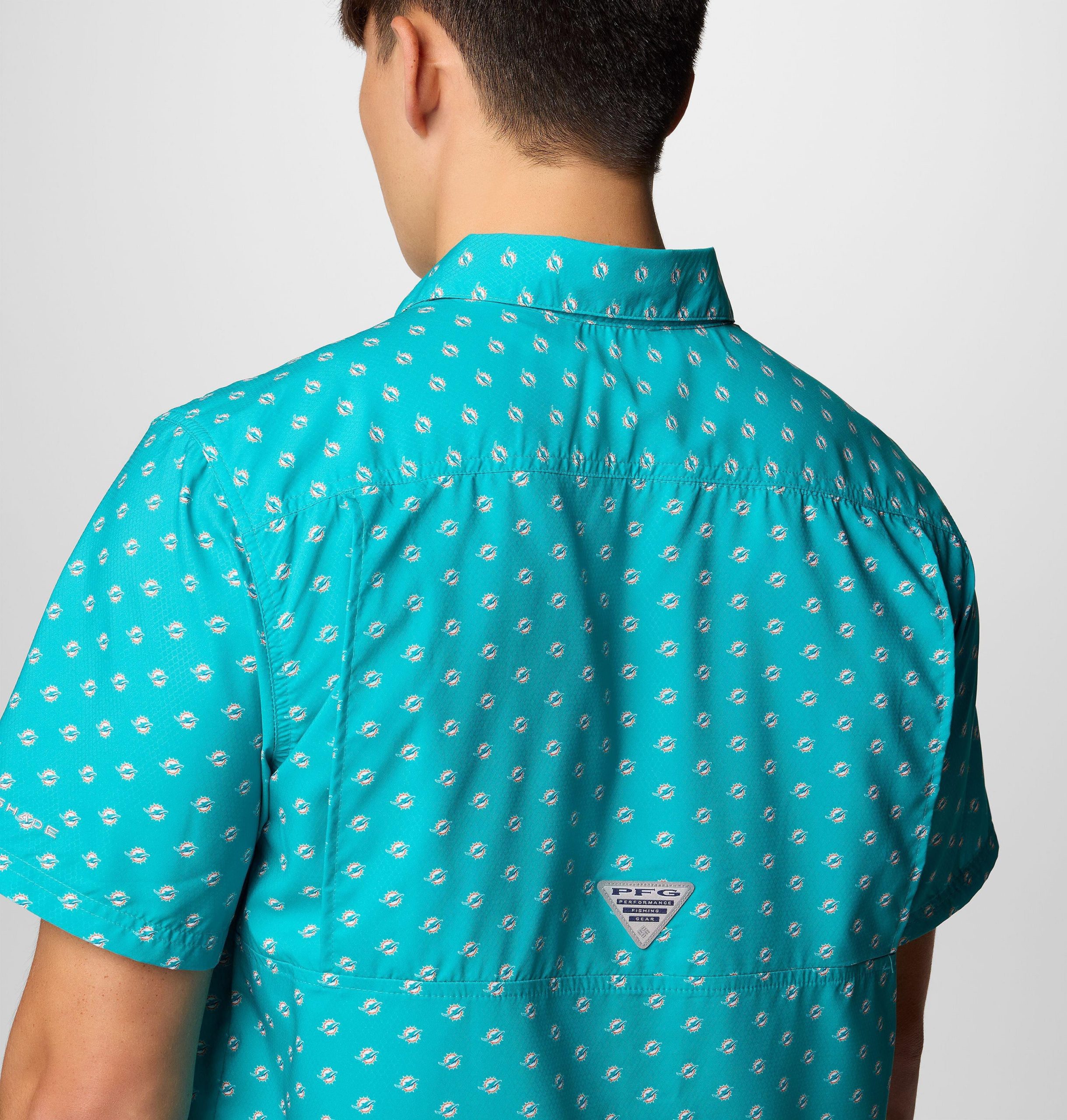 herre pfg super slack tide kortermet skjorte - miami dolphins
