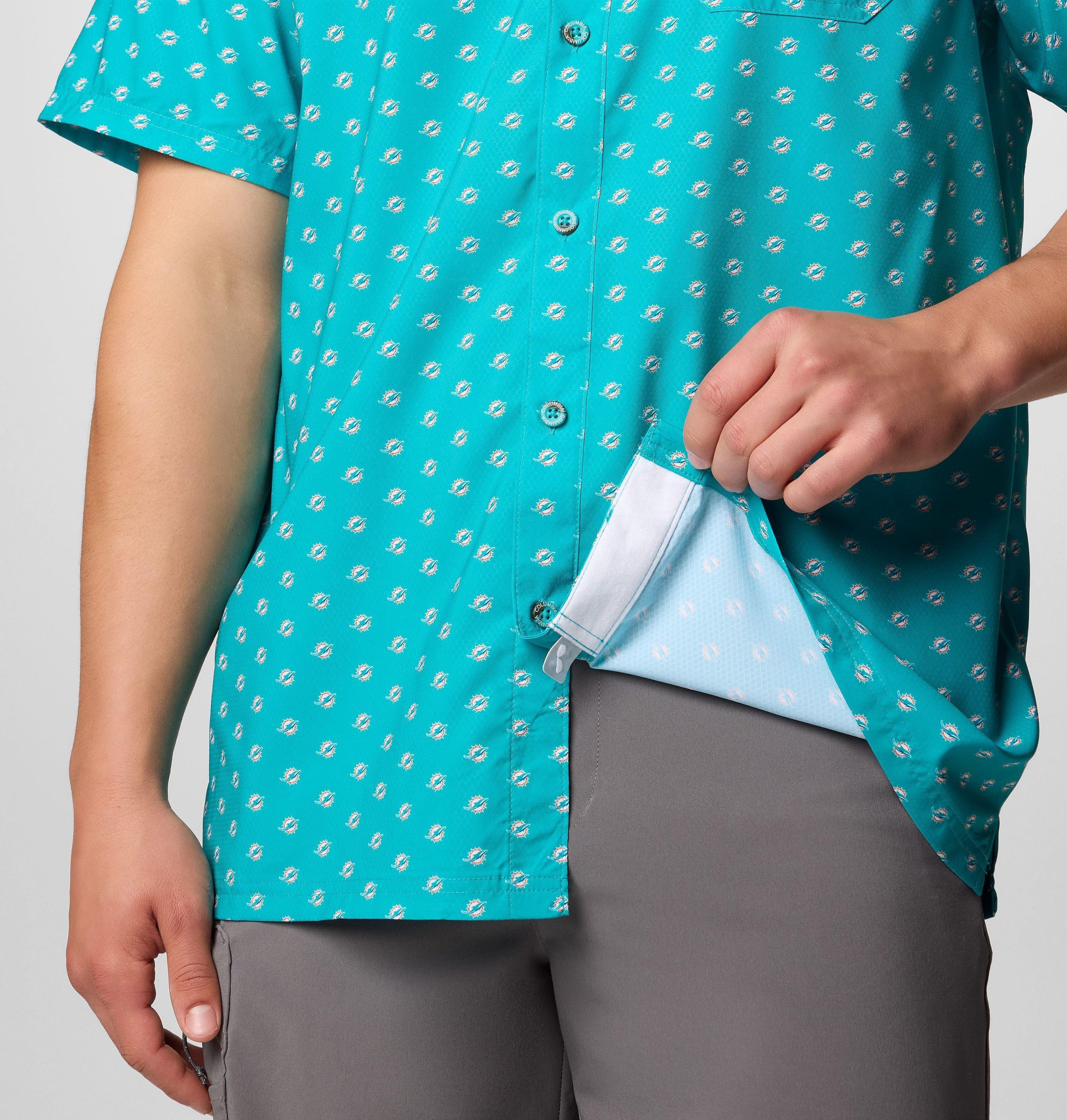 herre pfg super slack tide kortermet skjorte - miami dolphins