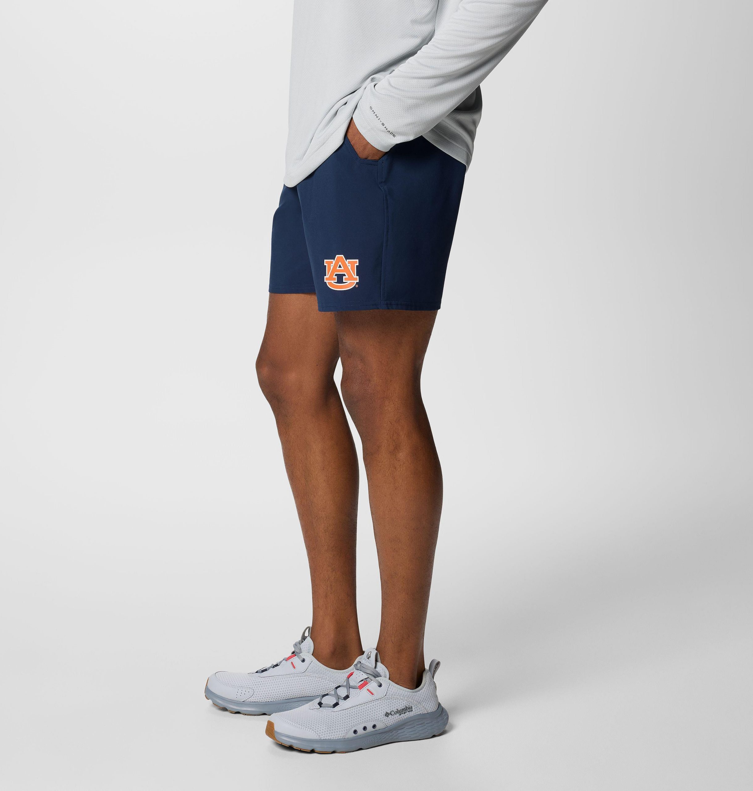 herre collegiate pfg terminal roamer stretch shorts - auburn