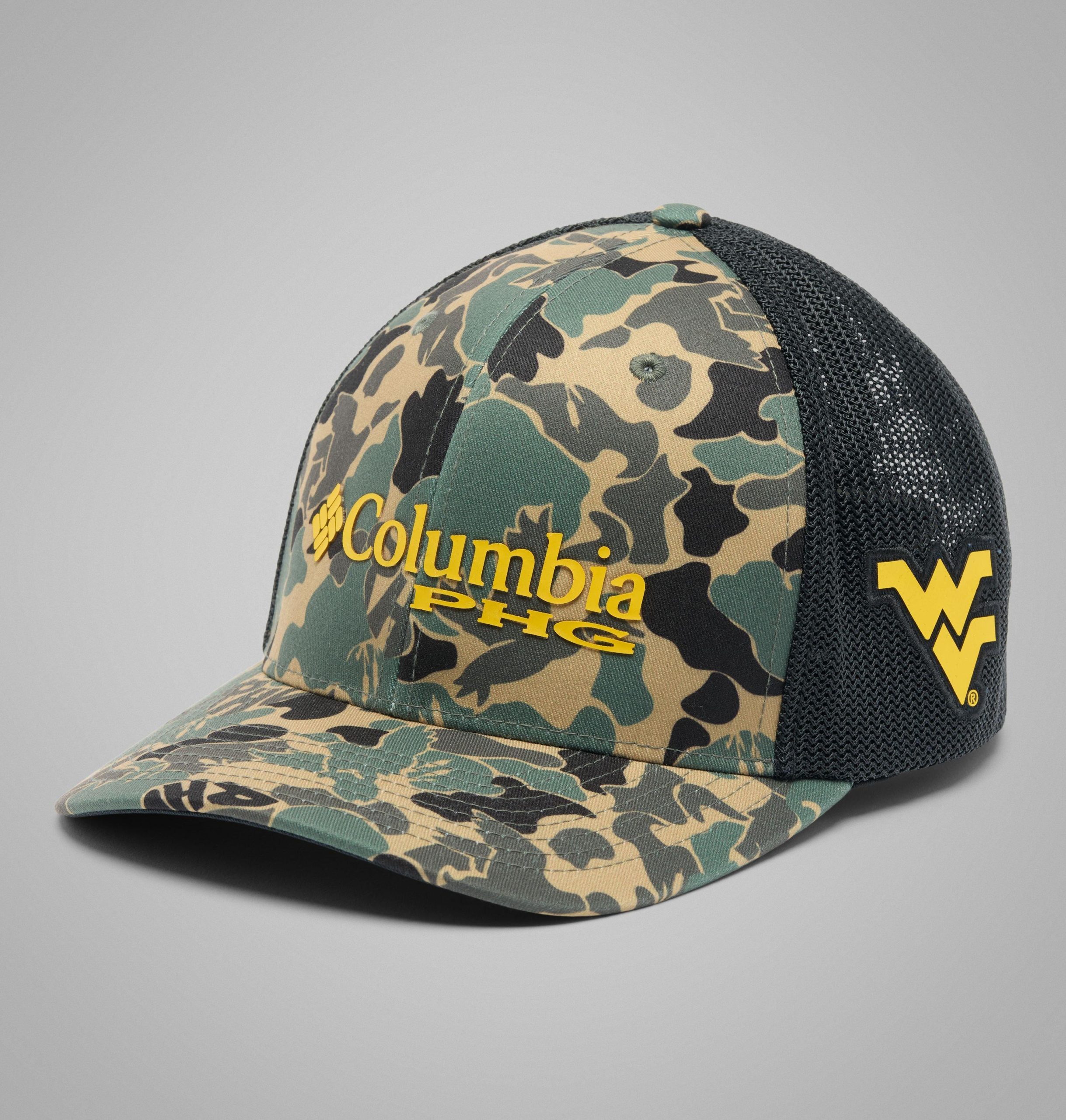 collegiate phg camo mesh ball cap – vest-virginia